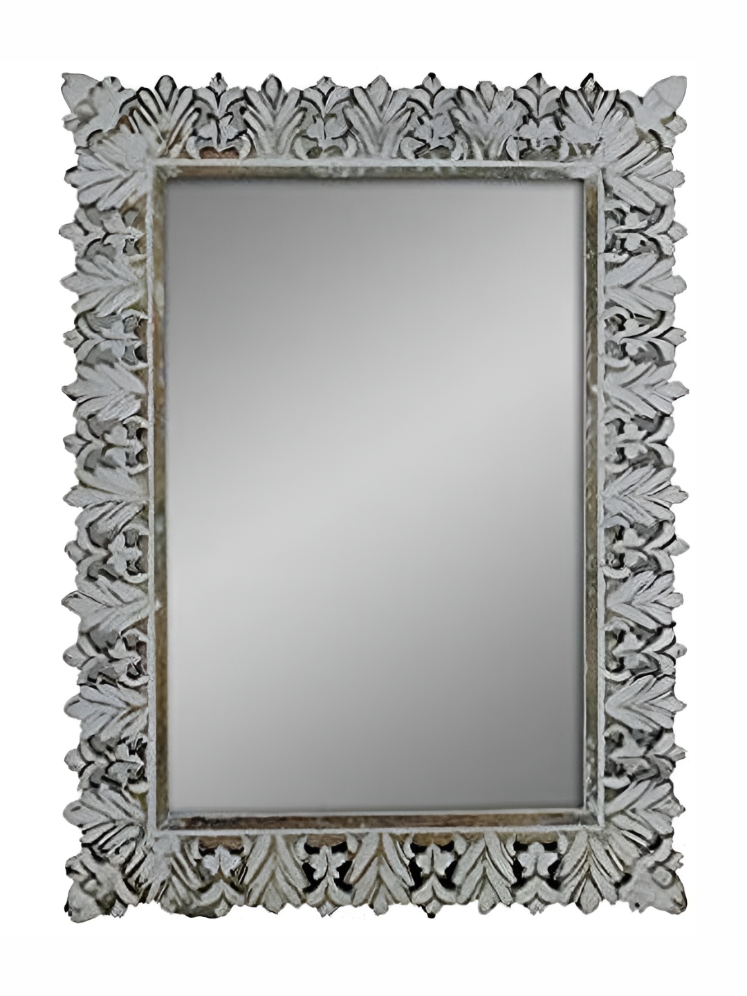 

VAS collection home Grey Floral Patterned Wooden Wall Mirror