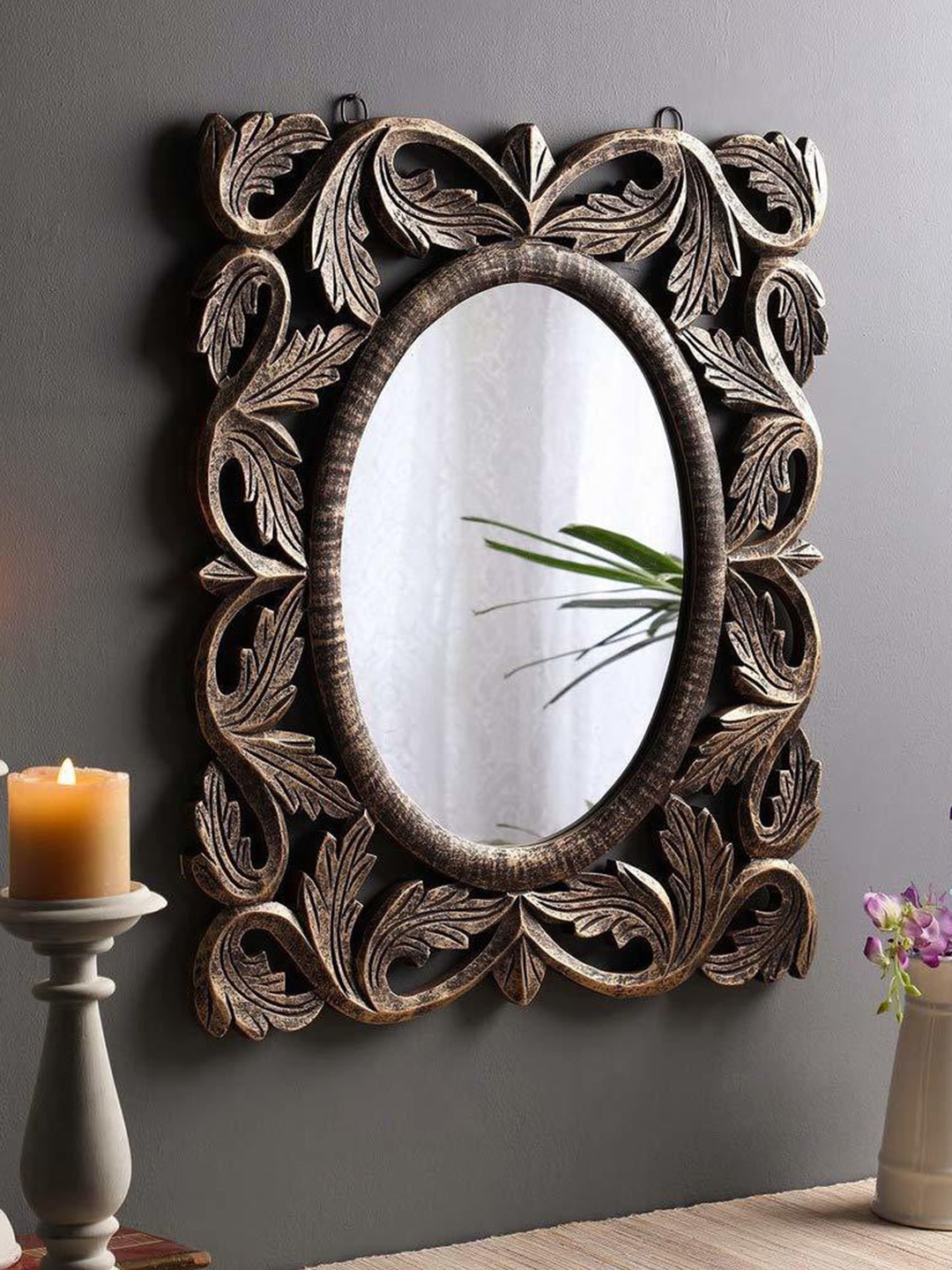 

VAS collection home Wooden Wall Mirror Frame, Grey