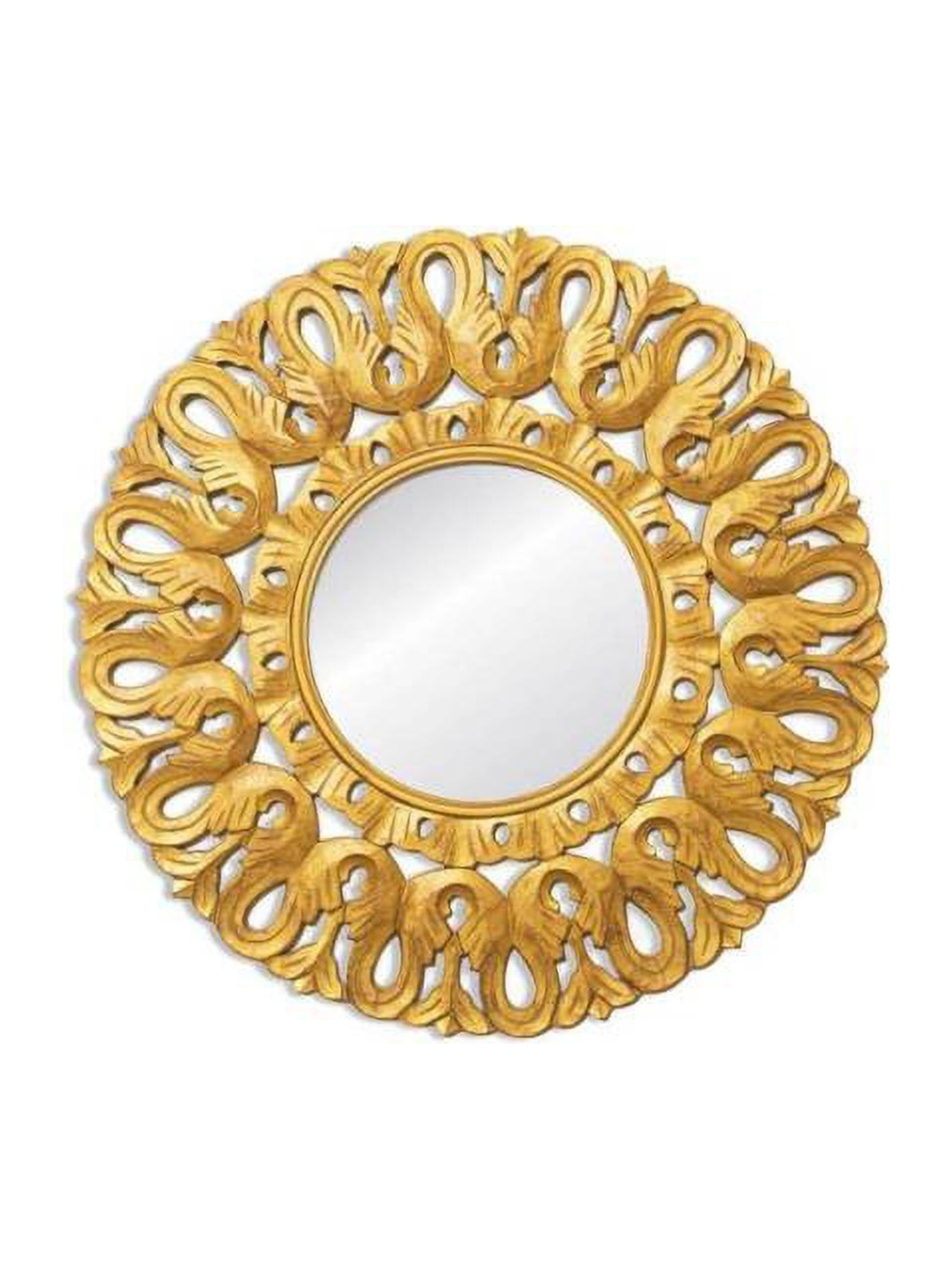 

VAS collection home Floral Patterned Wooden Wall Mirror, Gold