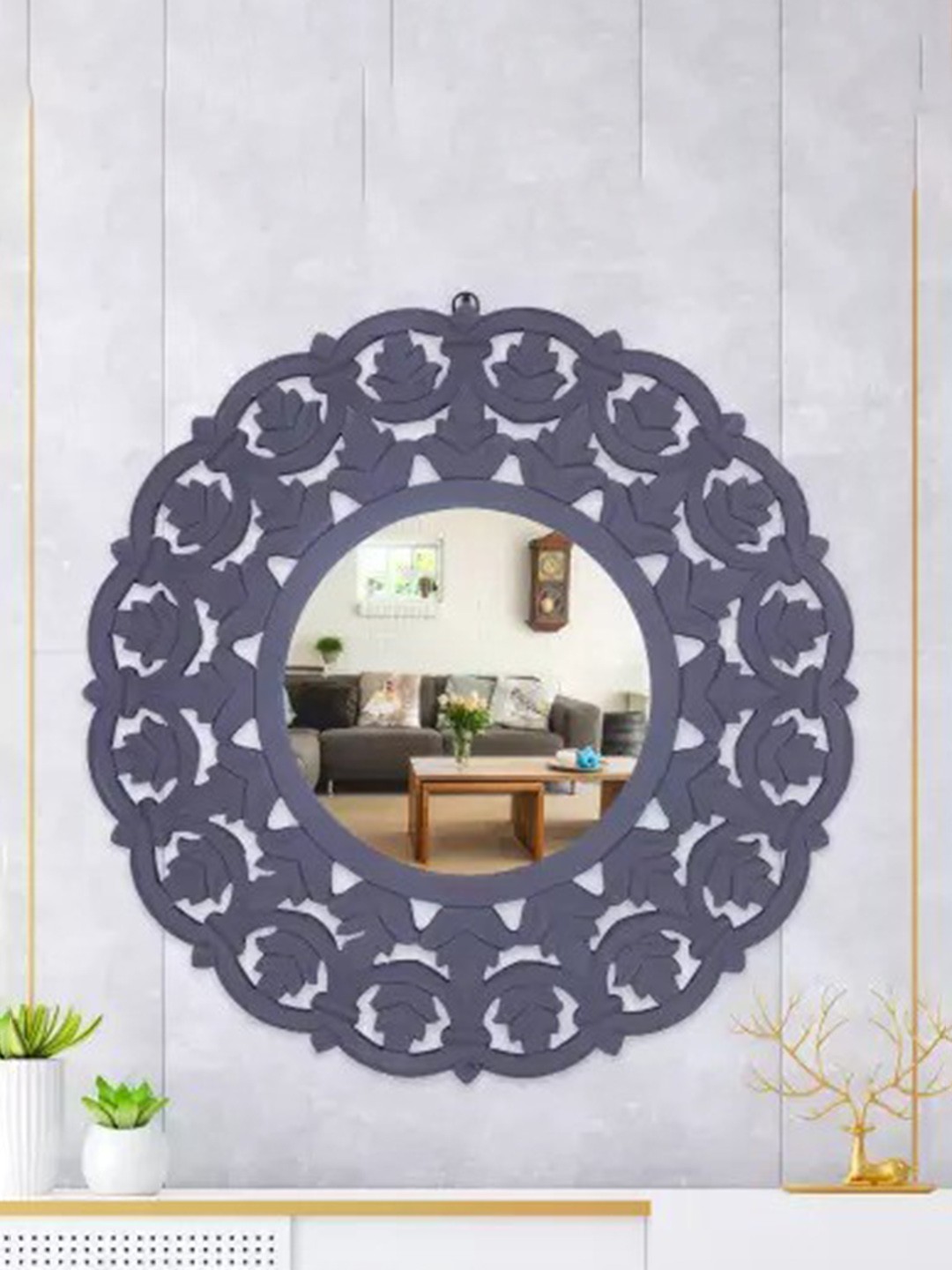 

VAS collection home Grey Wooden Self Design Wooden Mirror