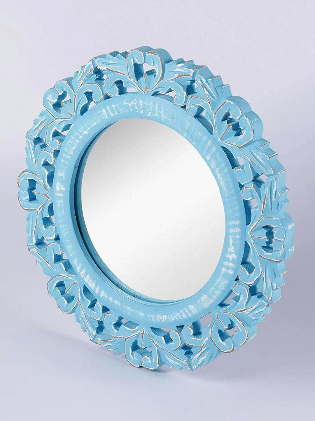 

VAS collection home Blue Round Shape Wall Decor Mirror