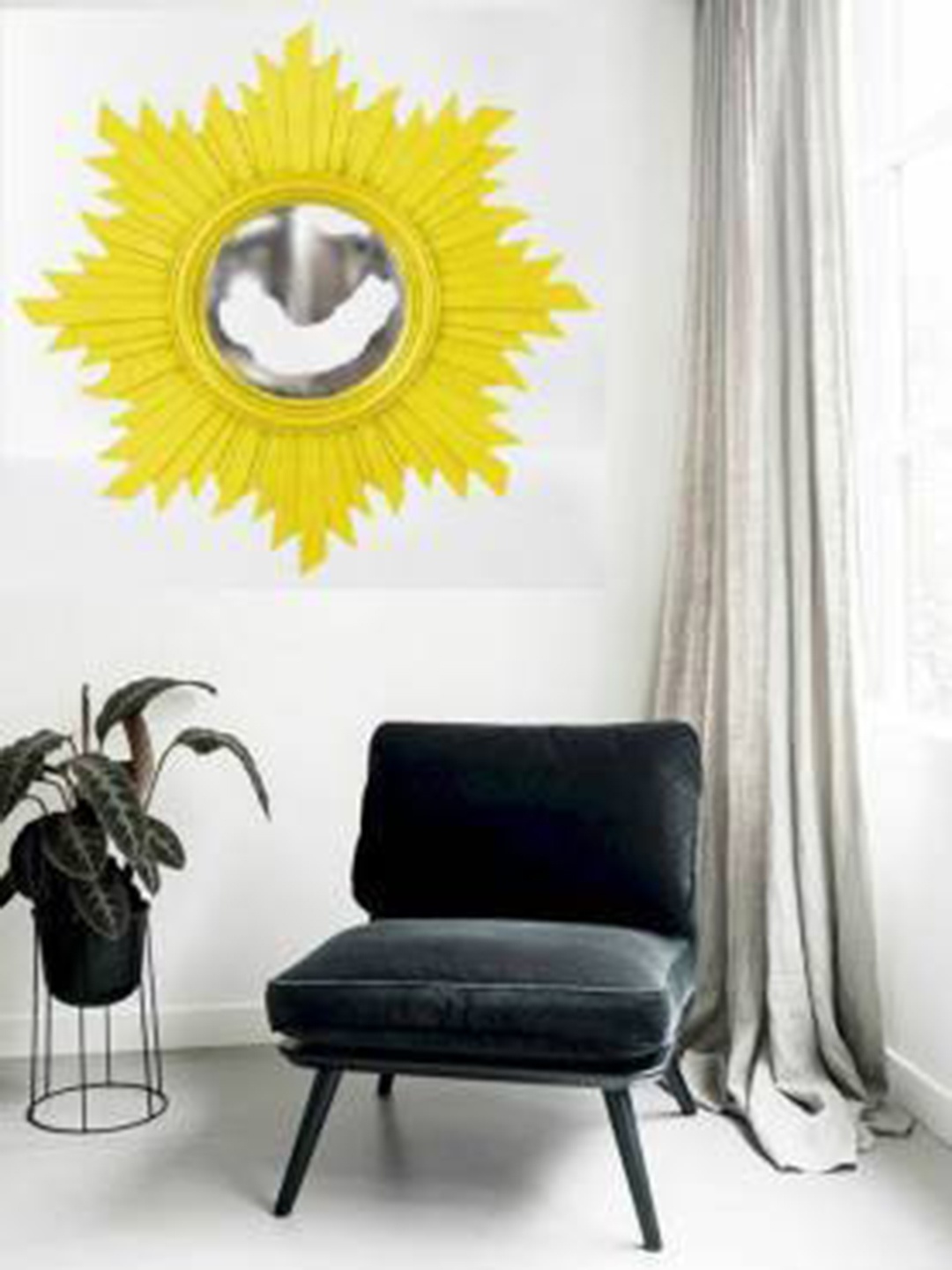 

VAS collection home Yellow Round Shape Wall Decor Mirror