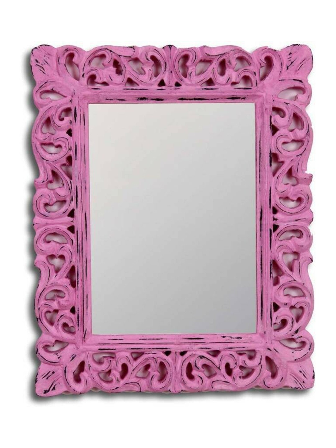 

VAS collection home Wood Frame Ethnic Motifs Square Wall Mirrors, Pink