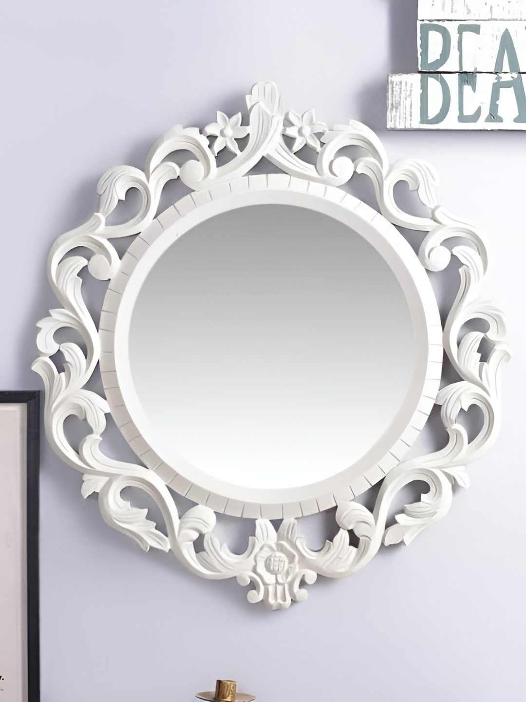 

VAS collection home Textured White Round Mirror