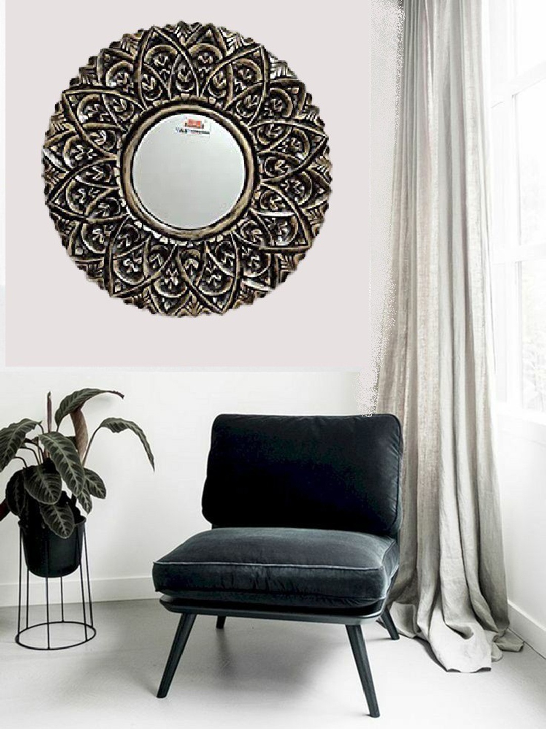 

VAS collection home Ethnic Motifs Wooden Wall Mirror, Brown