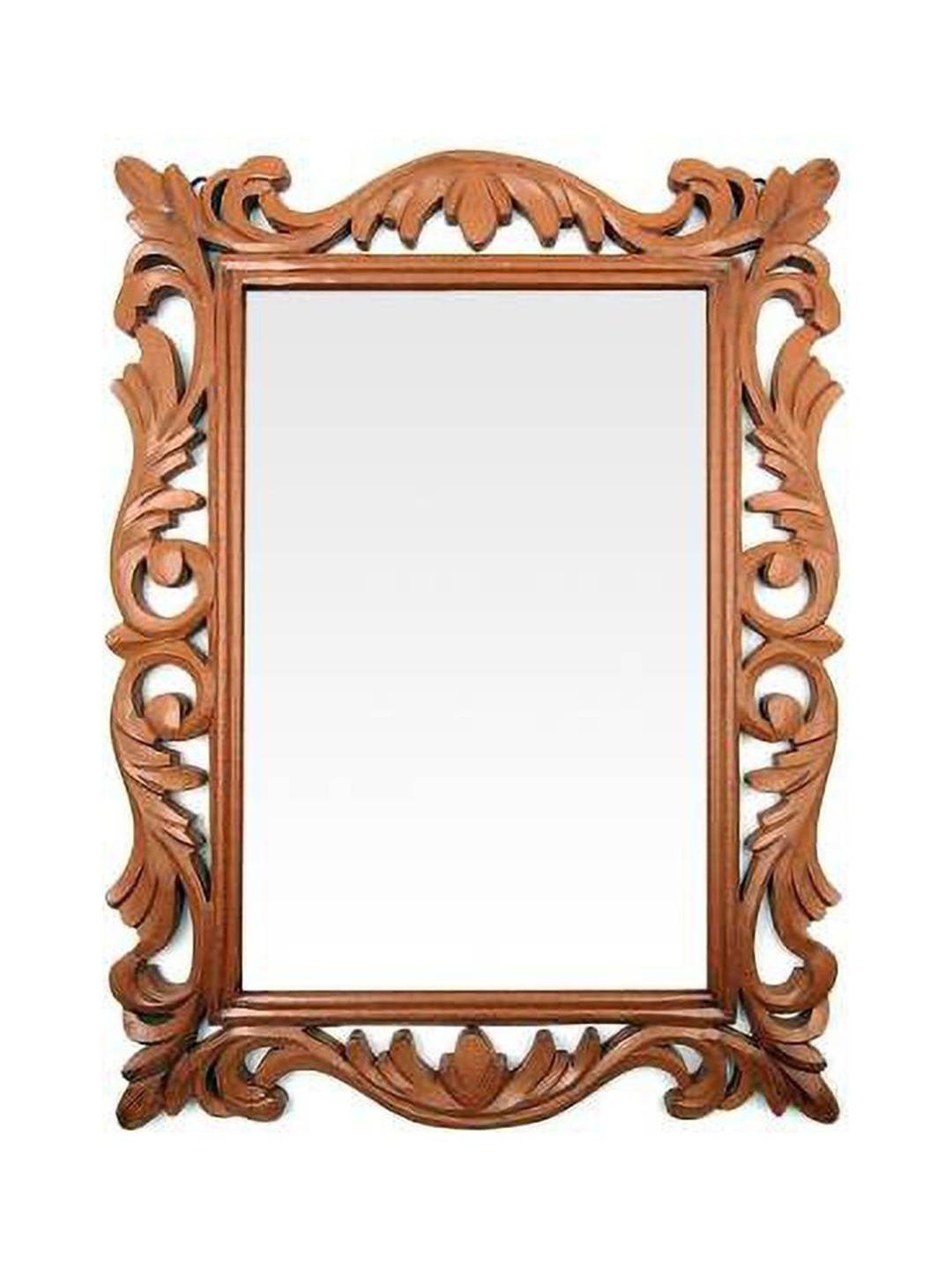 

VAS collection home Brown Floral Patterned Wooden Wall Mirror