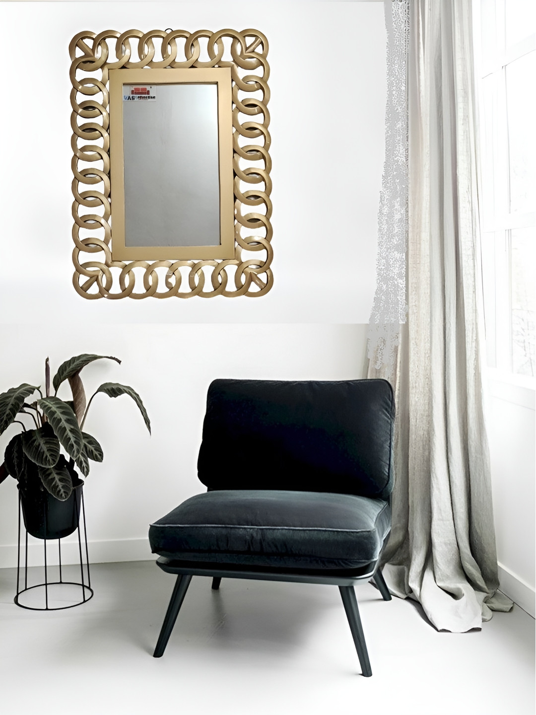 

VAS collection home Floral Patterned Wooden Wall Mirror, Gold