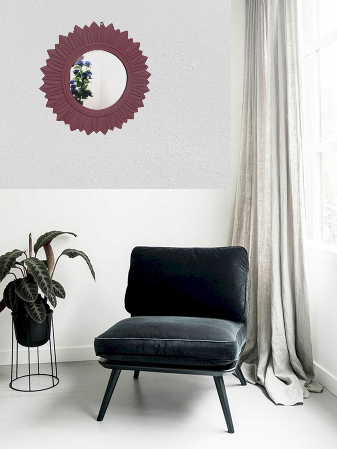 

VAS collection home Purple Round Shape Wall Decor Mirror