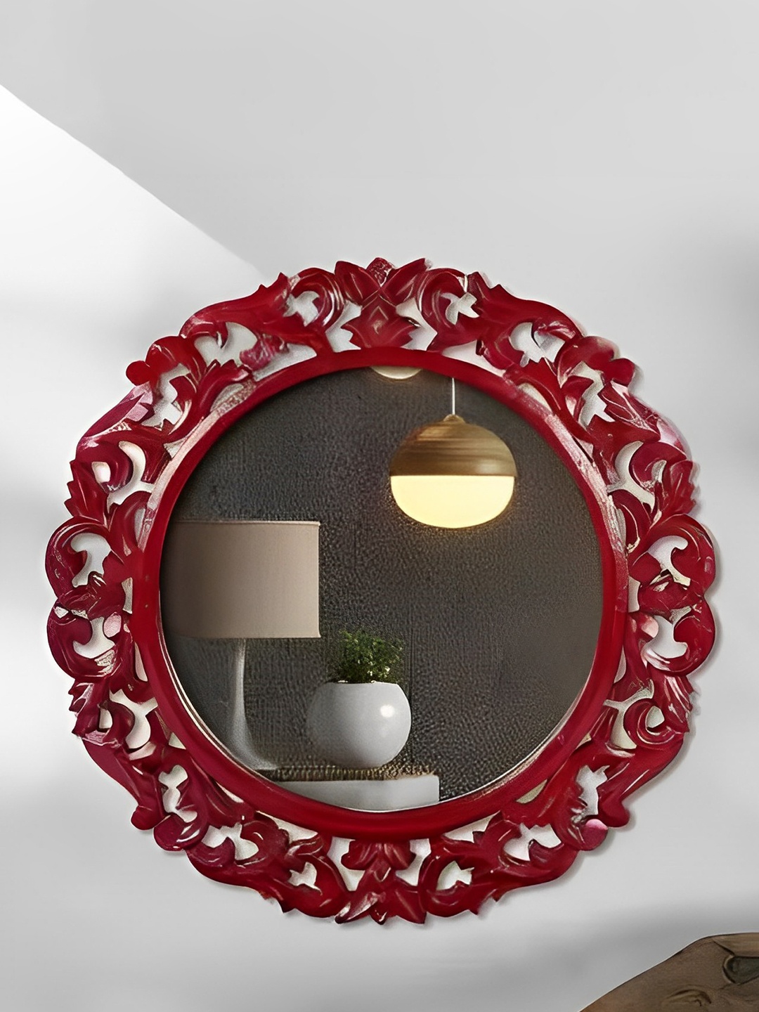 

VAS collection home Maroon Textured Wooden Wall Mirrors