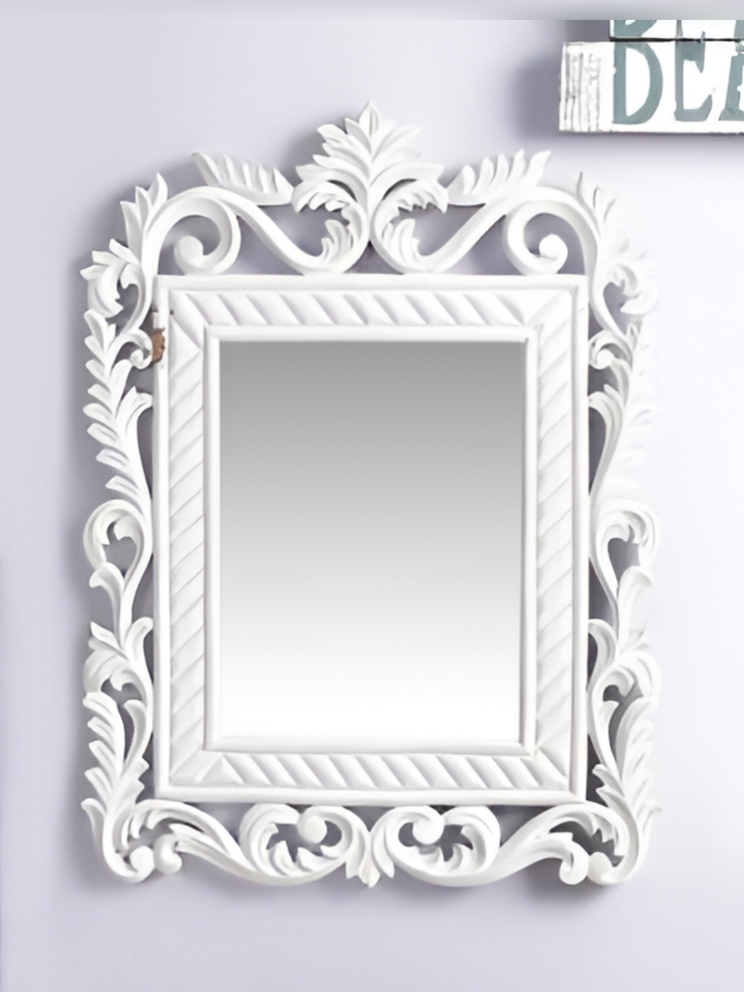 

VAS collection home White Wall Textured Wooden Mirror Frame