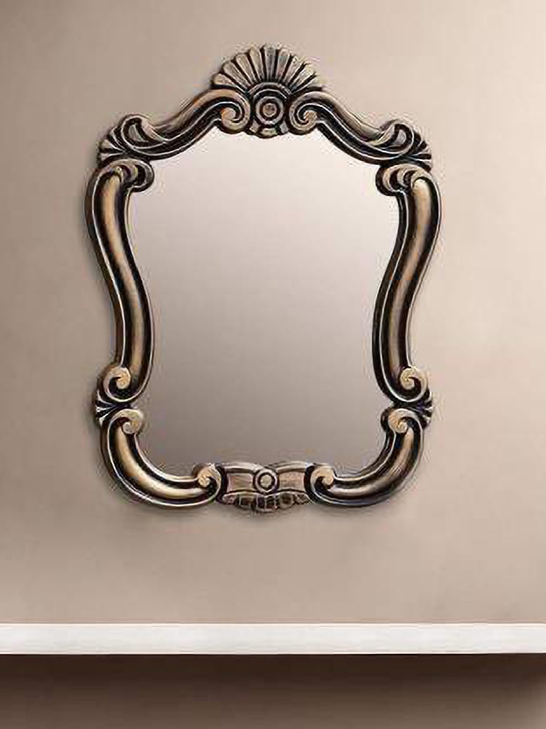 

VAS collection home Brown Self Design Wooden Decotaive Frame Mirror