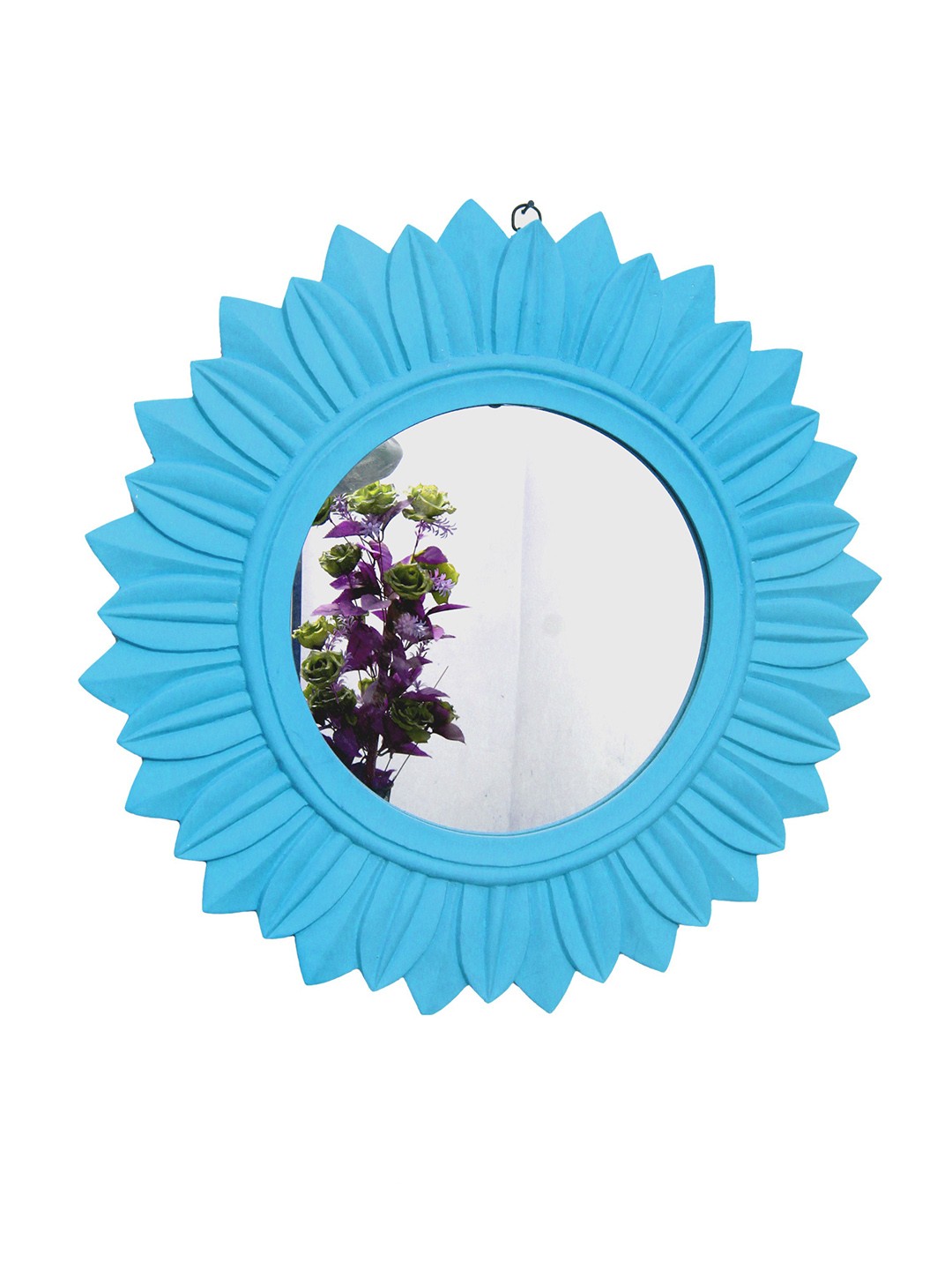 

VAS collection home Blue Floral Patterned Wooden Wall Mirror