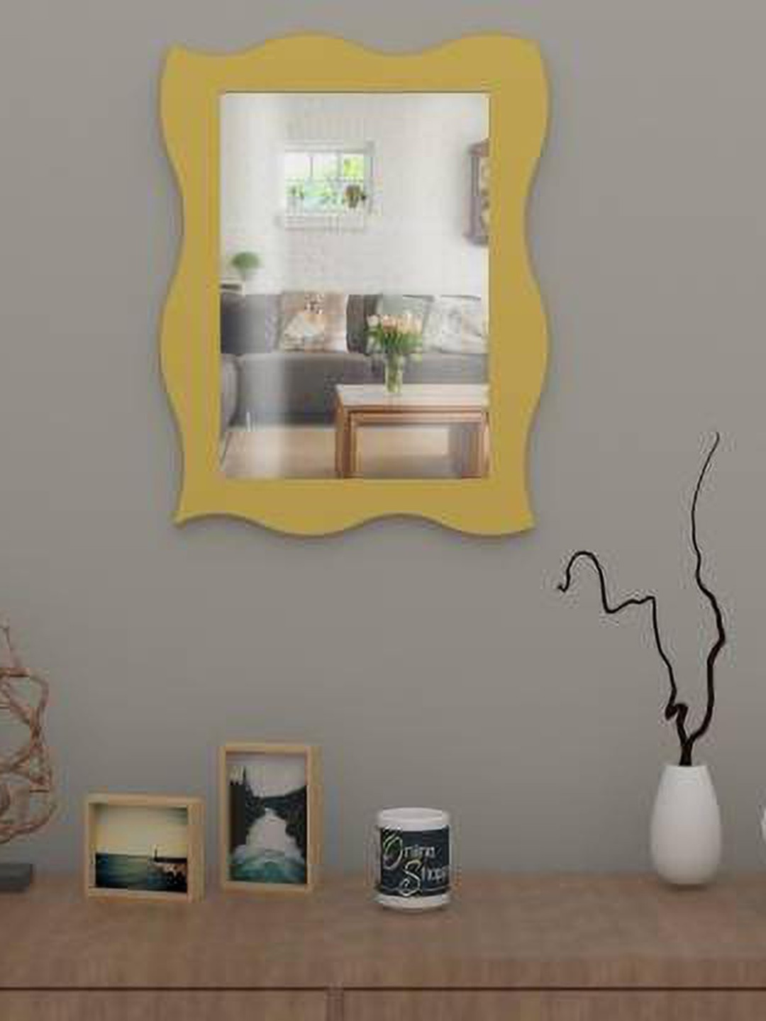 

VAS collection home Rectangle Shape Wall Decor Mirror, Yellow