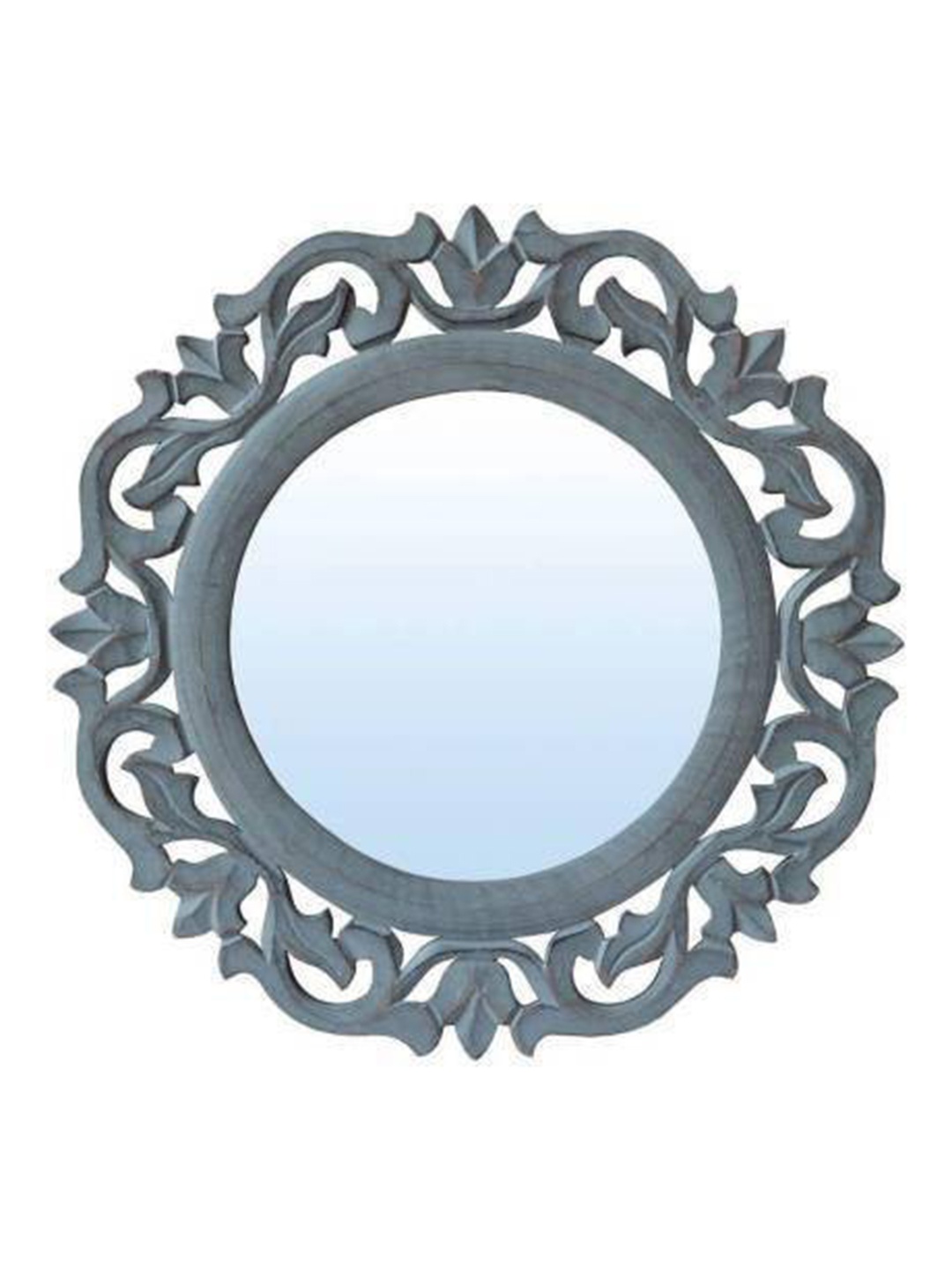 

VAS collection home Grey Floral Patterned Wooden Wall Mirror