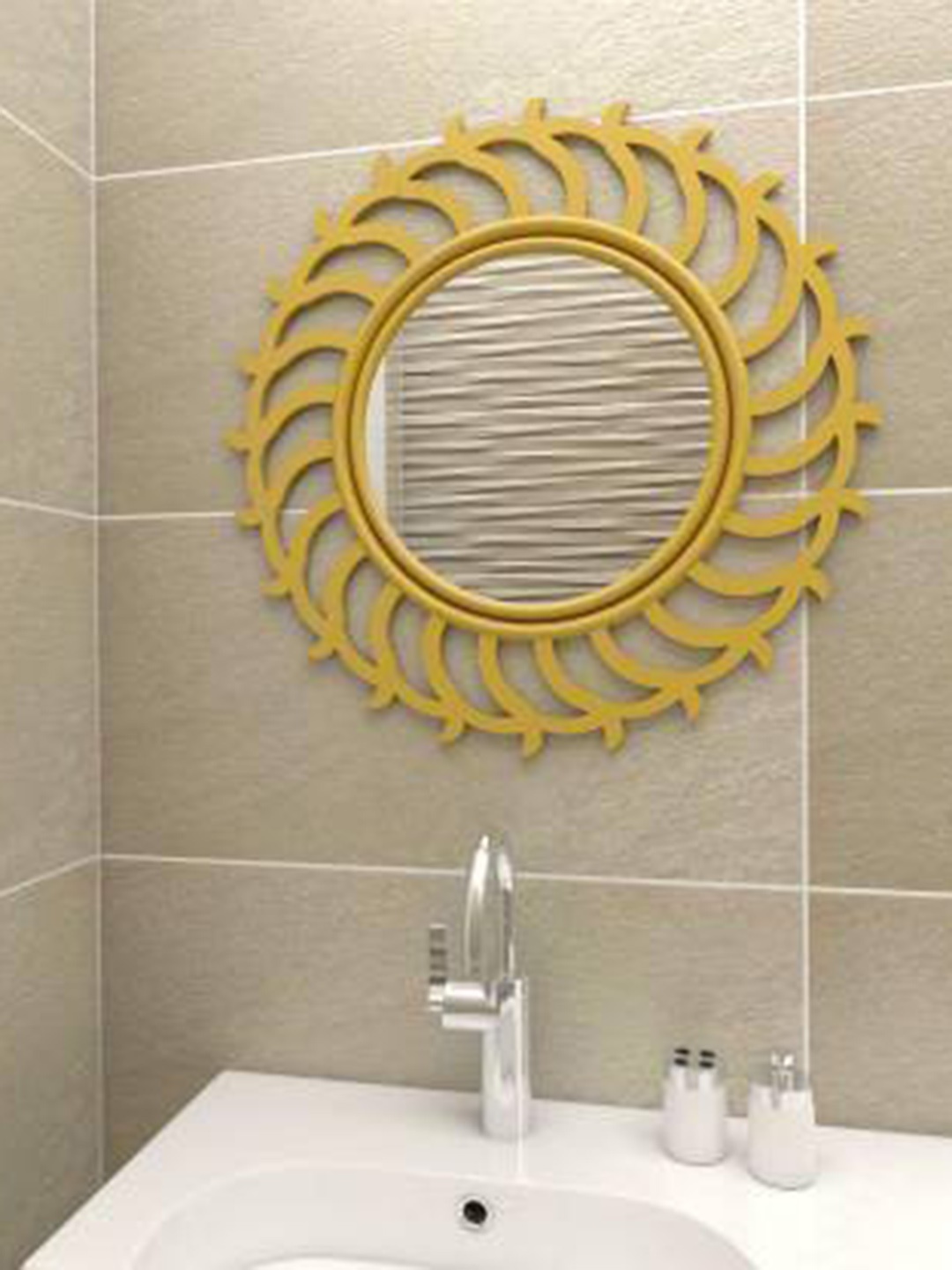 

VAS collection home Round Wooden Wall Mirror, Yellow