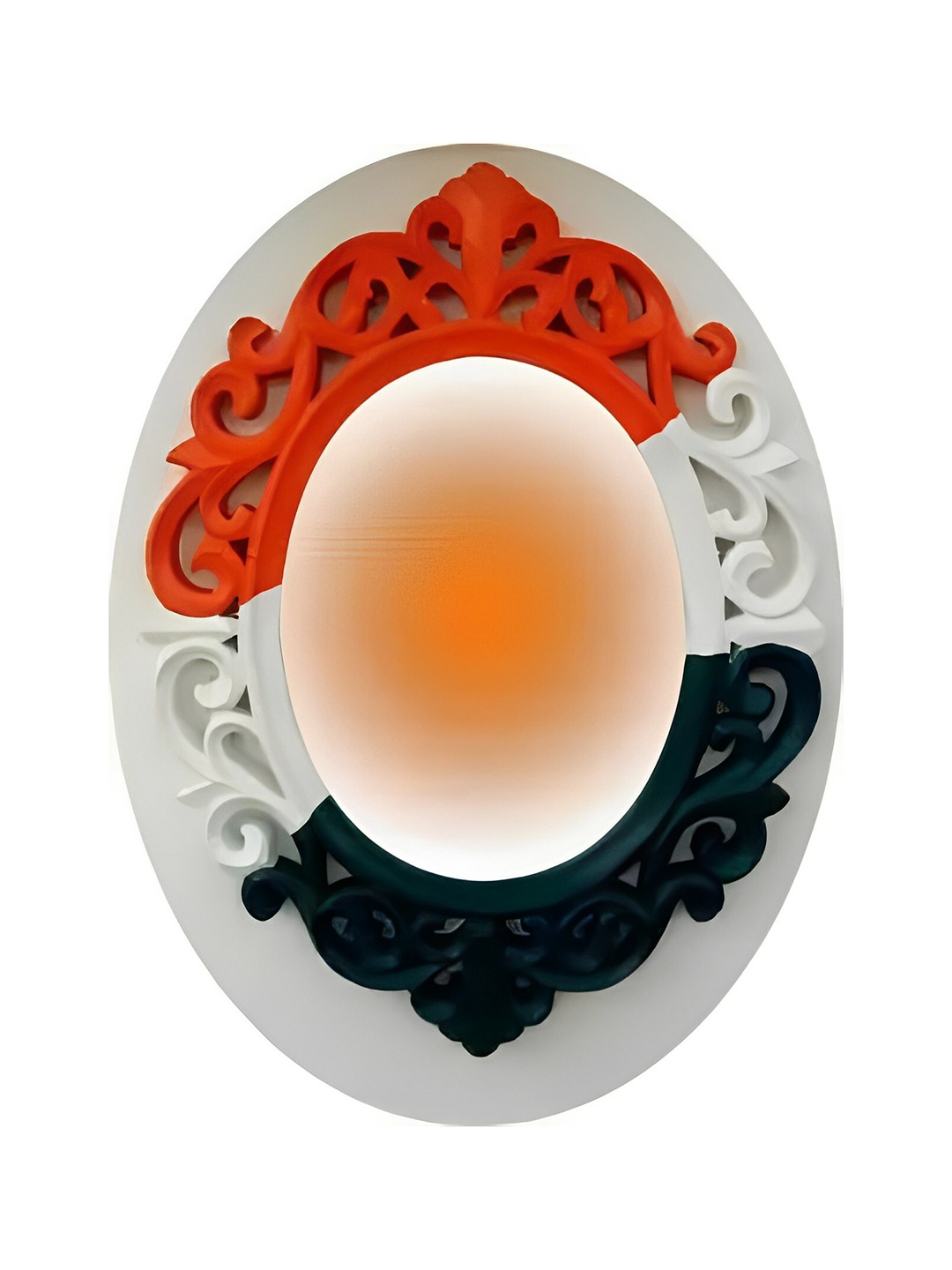 

VAS collection home Tri-Colored Floral Patterned Wooden Wall Mirror, Orange