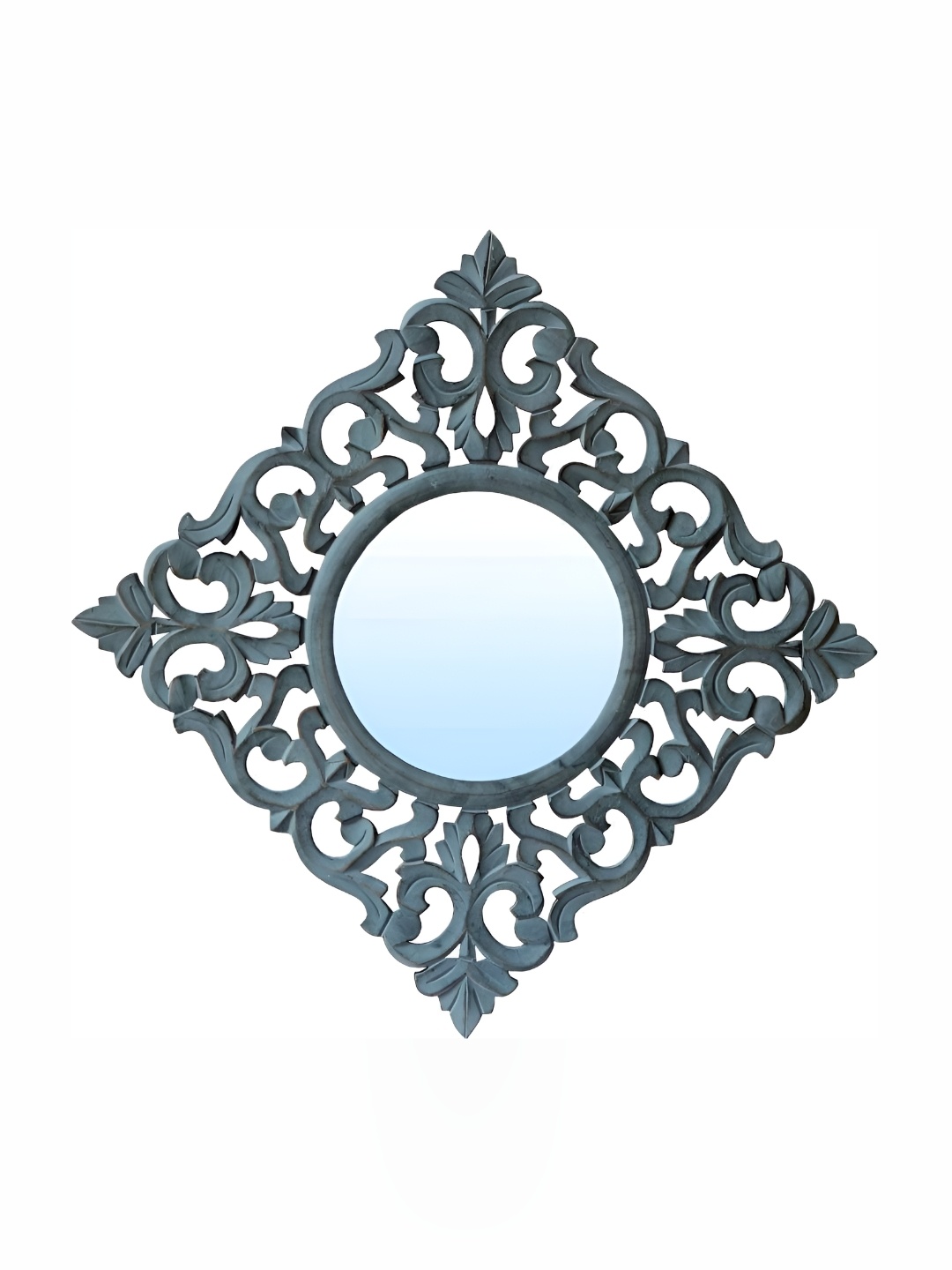 

VAS collection home Floral Patterned Wooden Wall Mirror, Grey