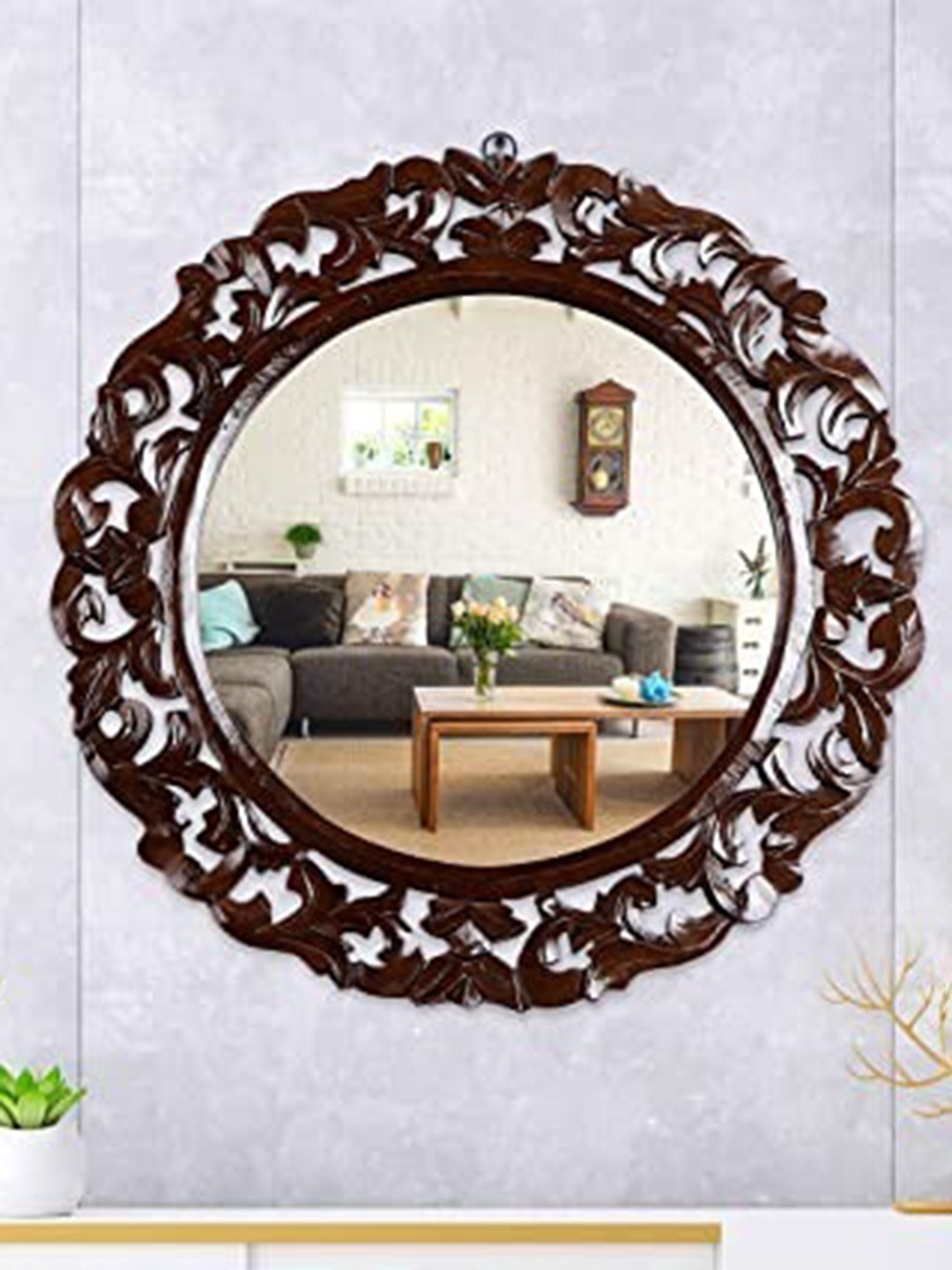 

VAS collection home Self Design MDF Decotaive Wall Mirror, Brown