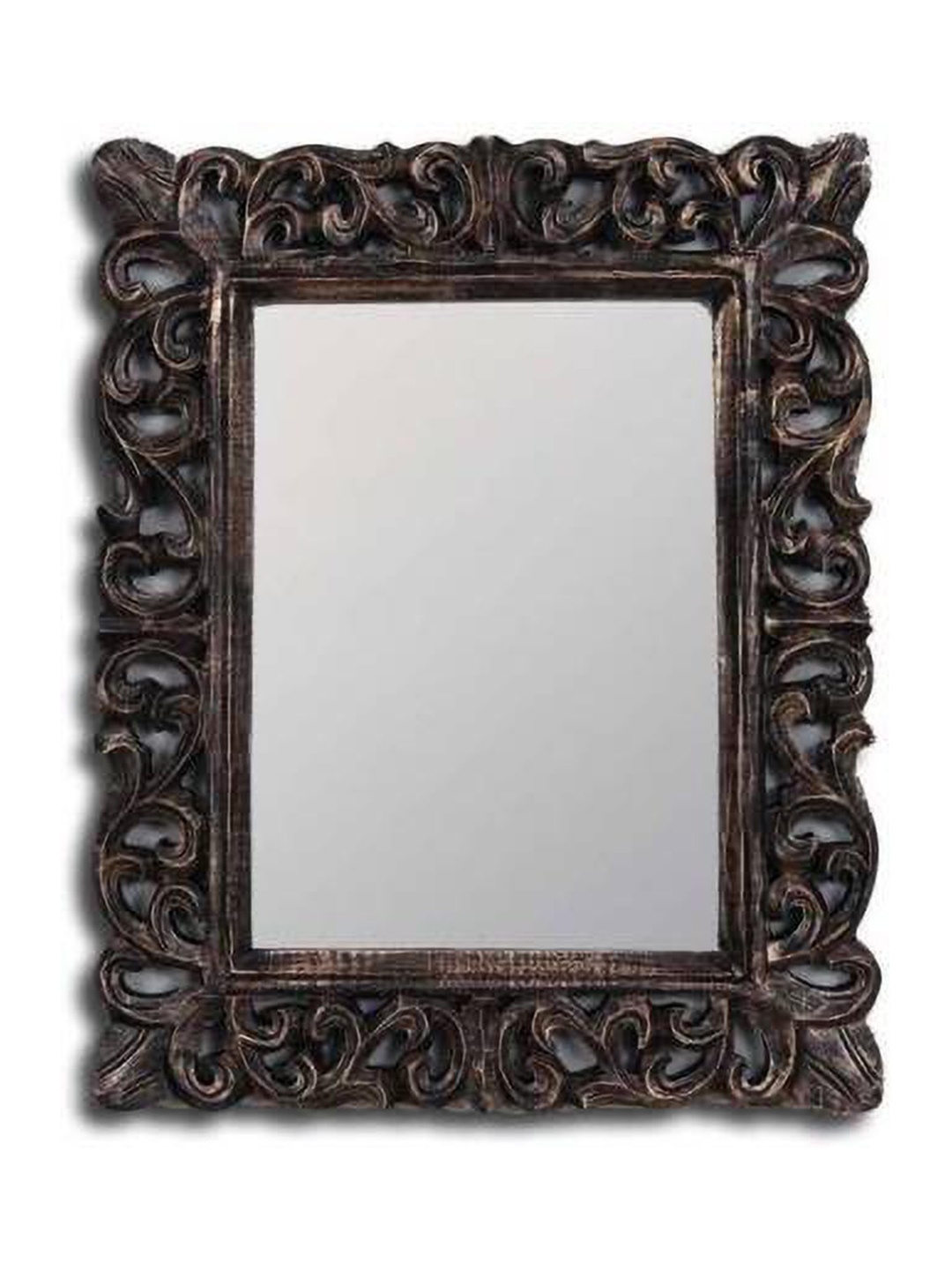 

VAS collection home Self Design Wooden Decotaive Frame Mirror, Black