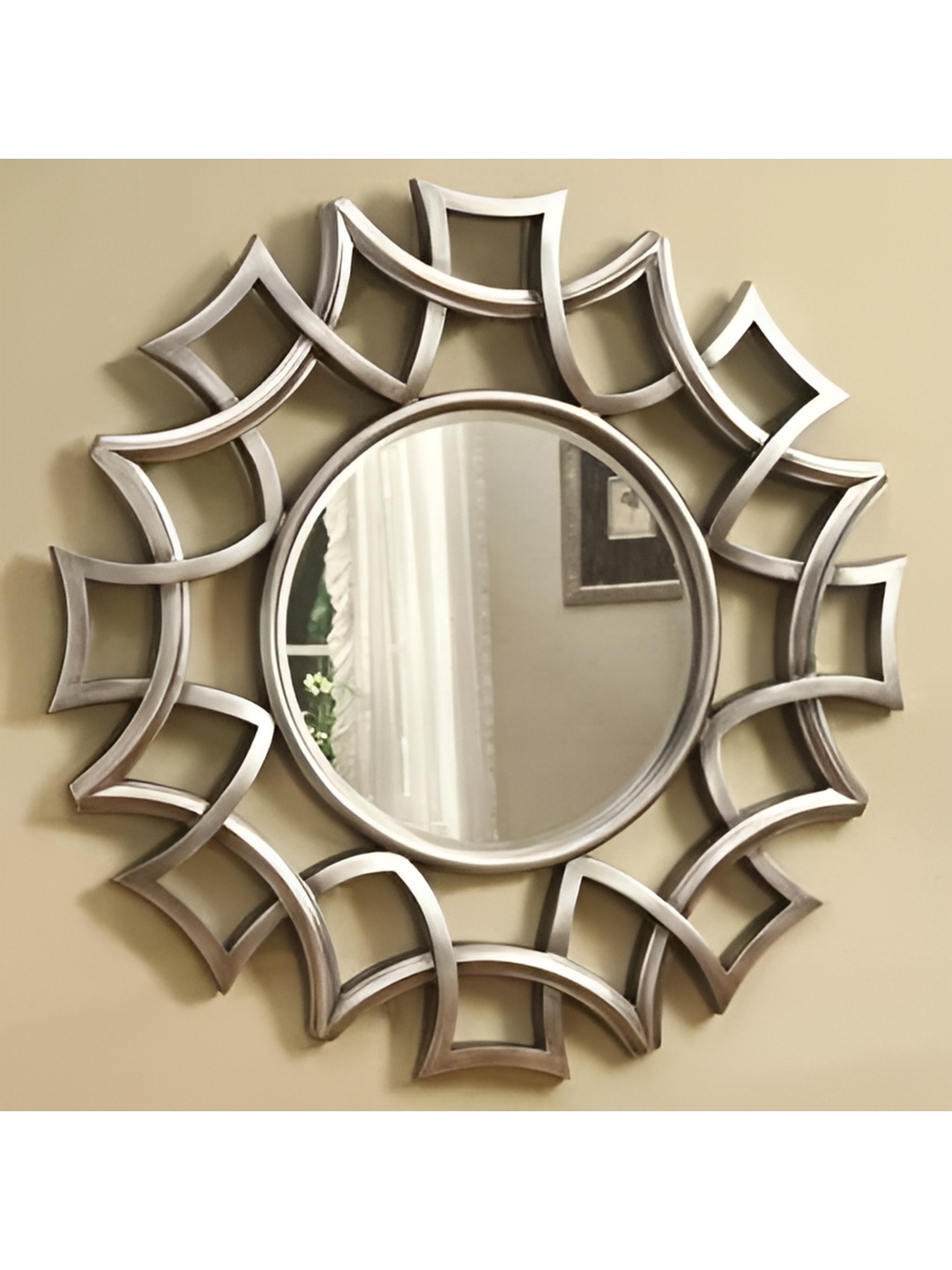 

VAS collection home Ethnic Motifs Textured Round Mirror, Gold
