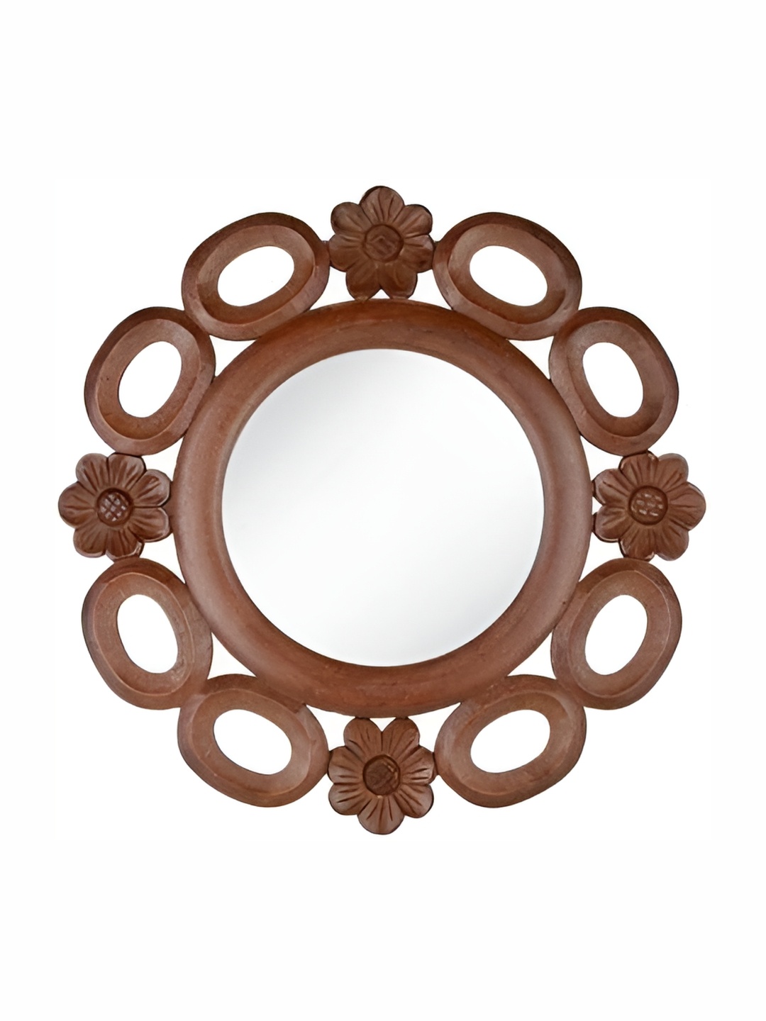 

VAS collection home Brown Textured Wooden Wall Mirror