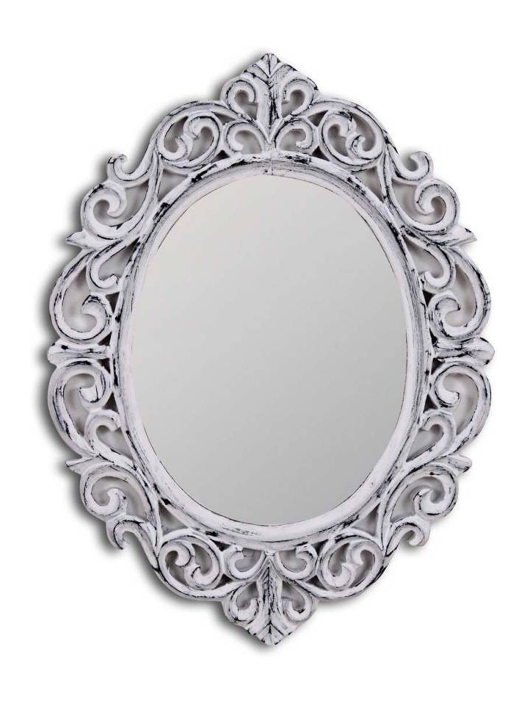 

VAS collection home White Ethnic Motifs Patterned Wooden Wall Mirror