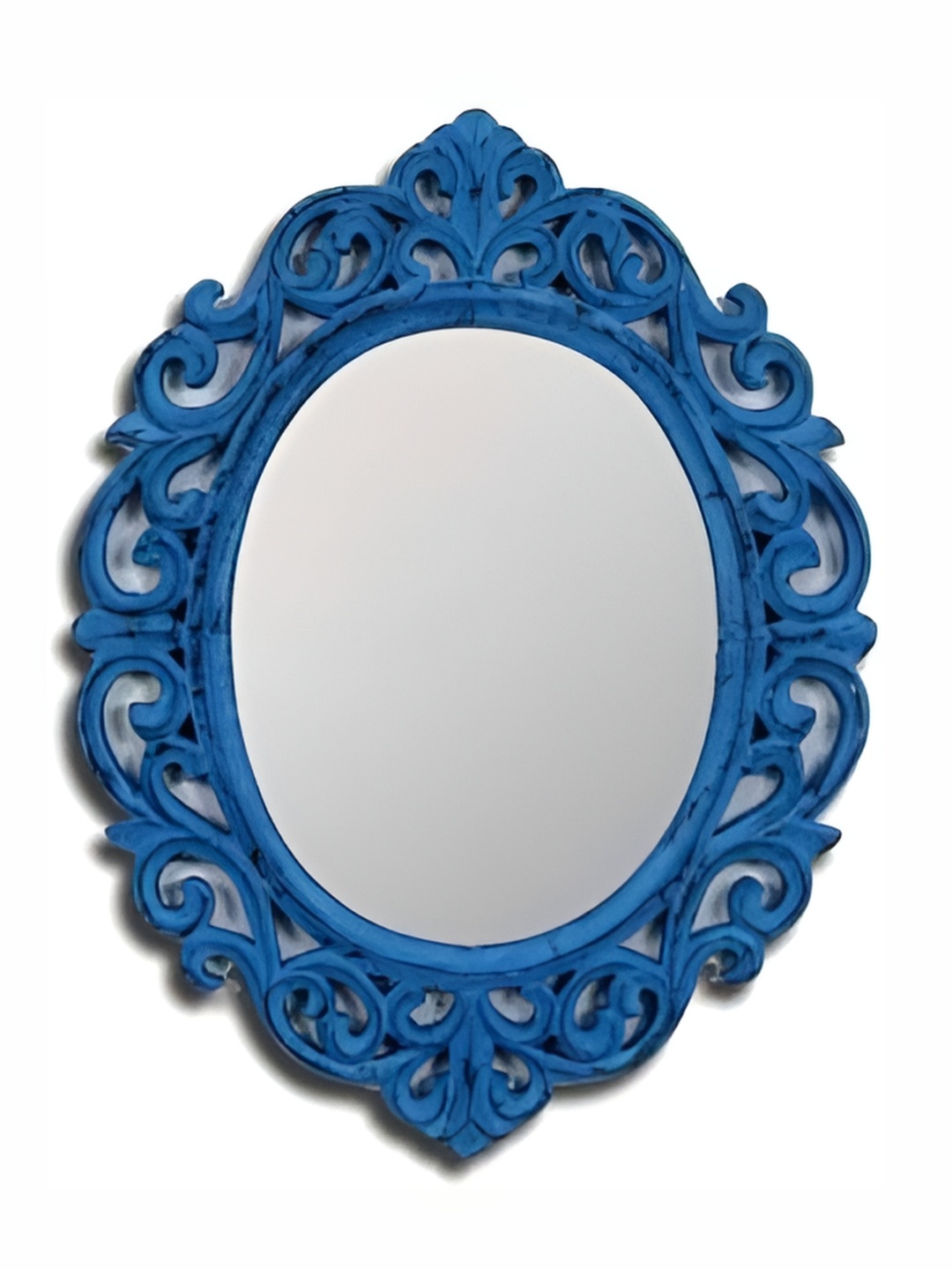 

VAS collection home Blue Self Design Wooden Wall Mirror