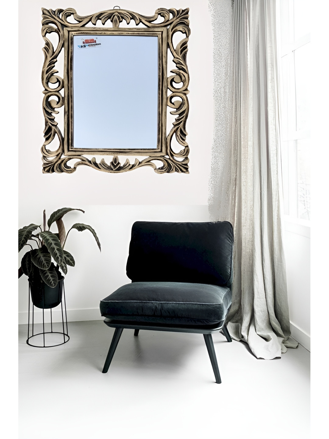 

VAS collection home Brown Texture Wooden Wall Mirror
