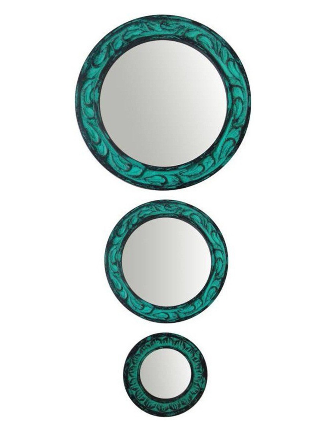 

VAS collection home Set Of 3 Sea Green Textured Round Mirror