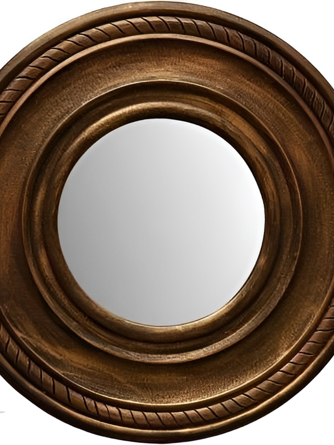 

VAS collection home Solid Ethnic Motifs Brown Textured Round Mirror