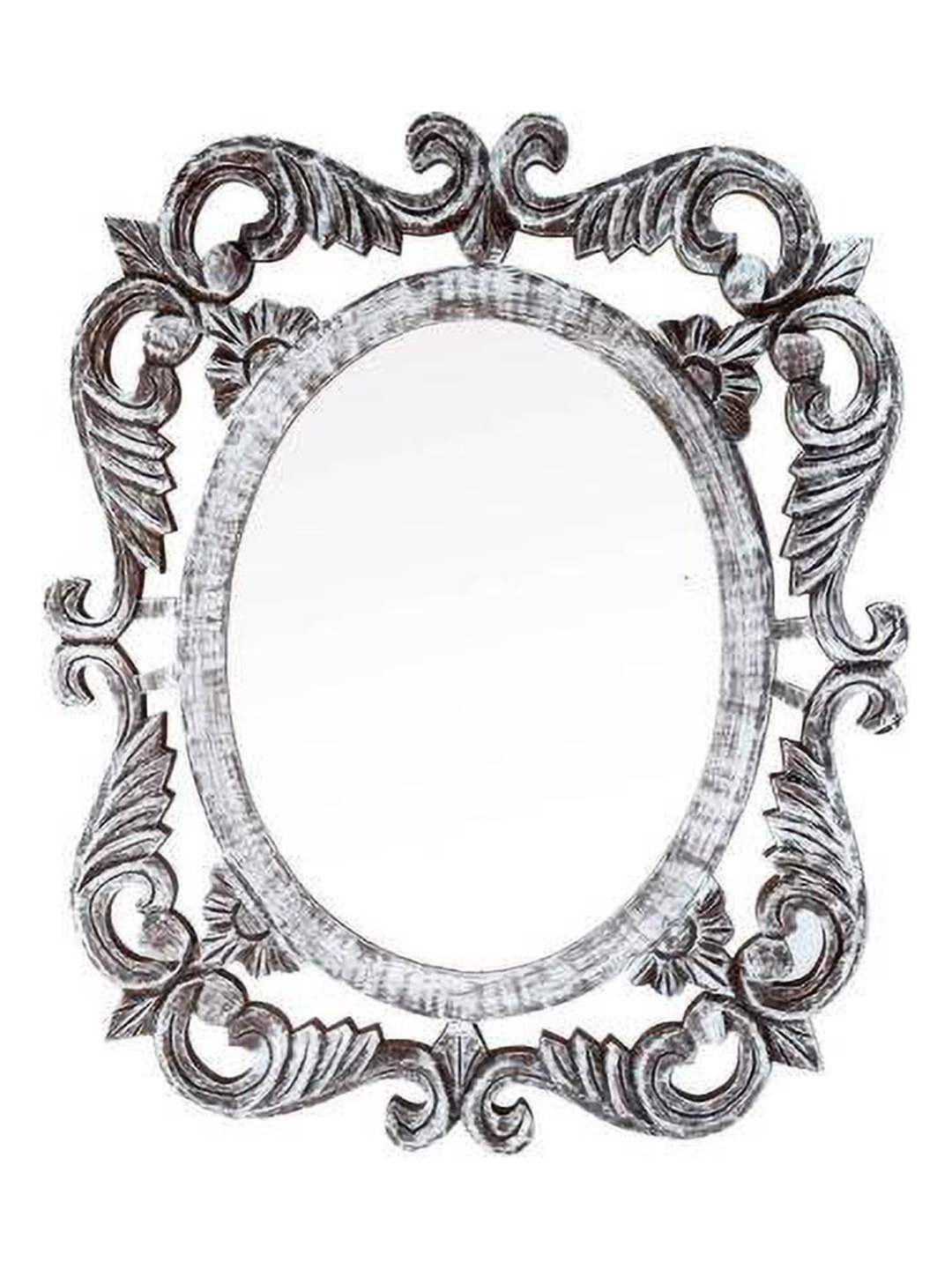 

VAS collection home White Textured Round Mirror, Silver