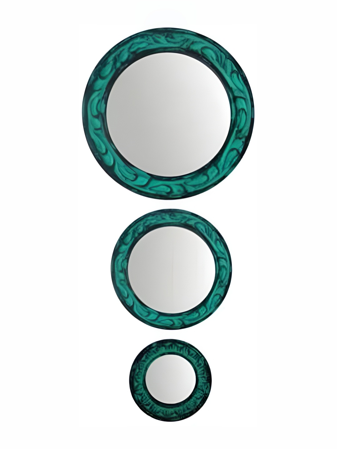 

VAS collection home 3 Pcs Green Round Shape Wall Decor Mirror