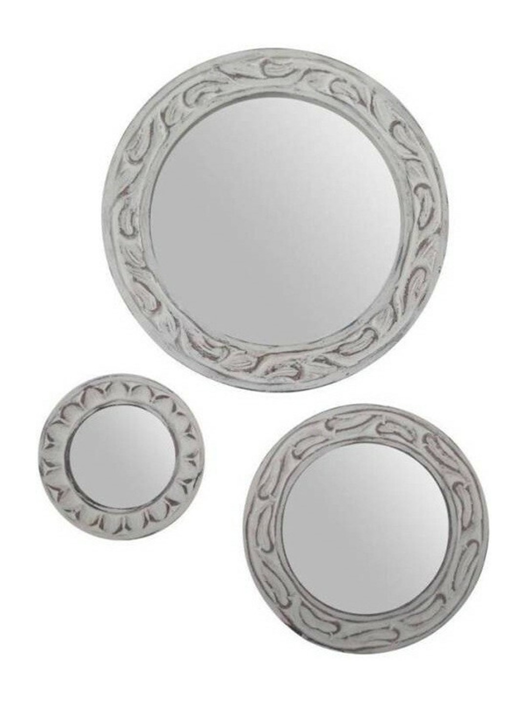 

VAS collection home 3Pcs White Wood Round Wall Mirrors