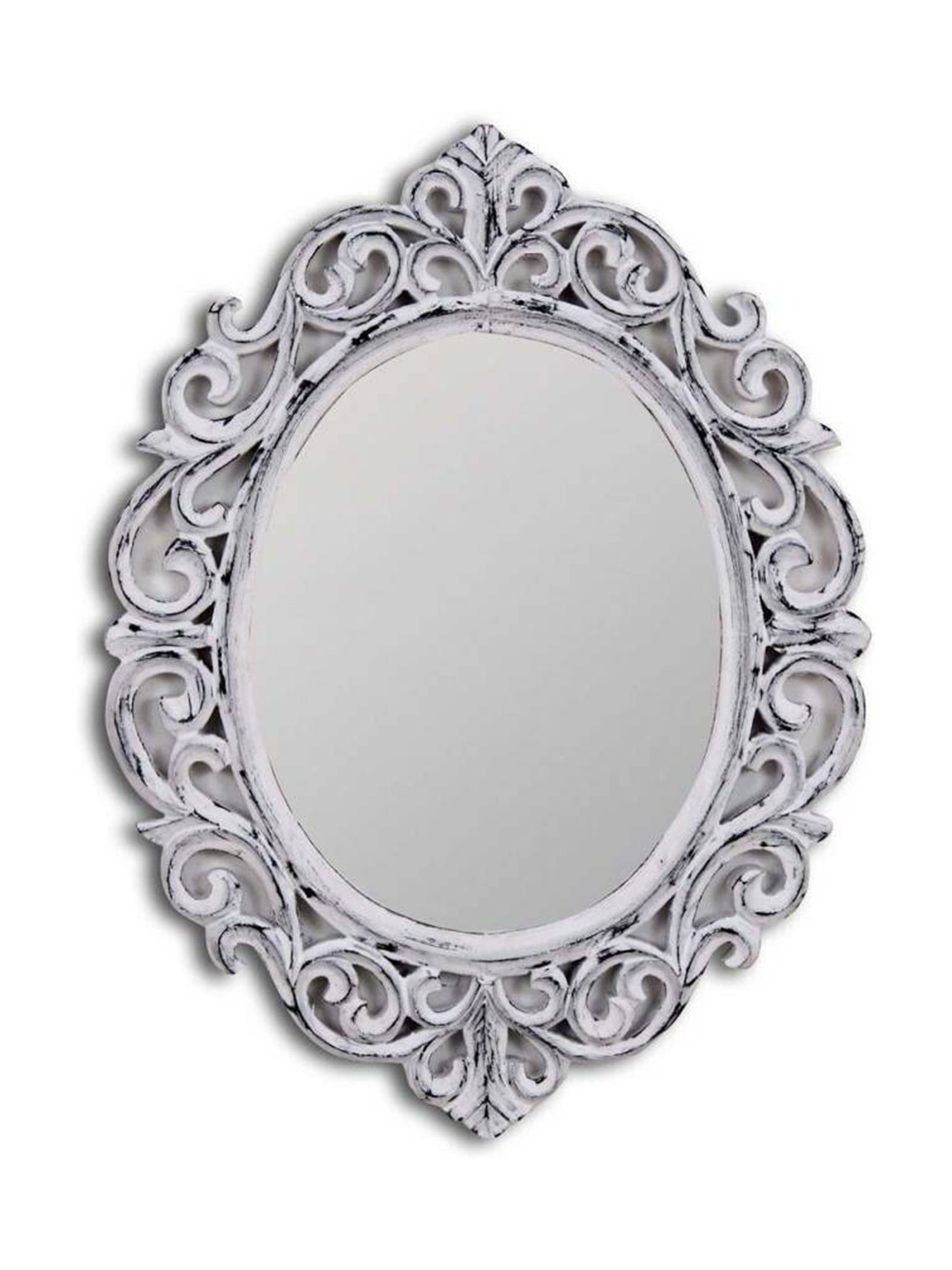 

VAS collection home Grey Floral Patterned Wooden Wall Mirror