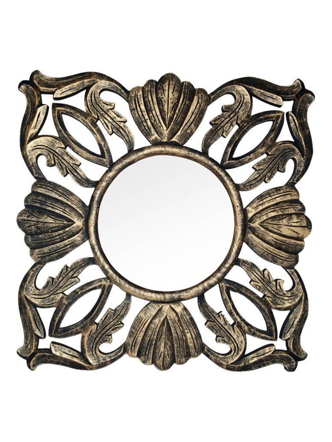 

VAS collection home Ethnic Motifs Wooden Wall Mirror, Brown