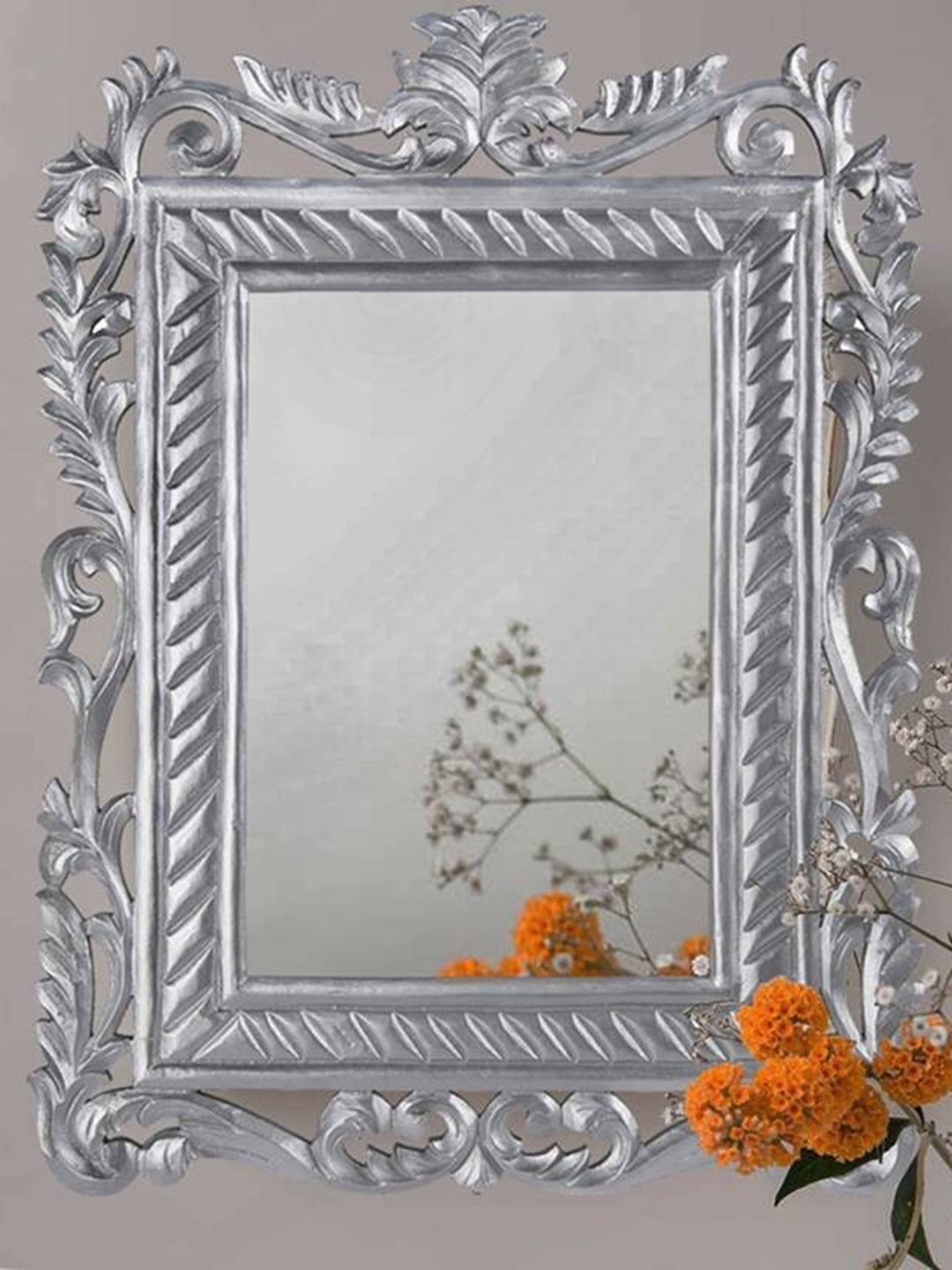 

VAS collection home Textured Square Mirror, Silver