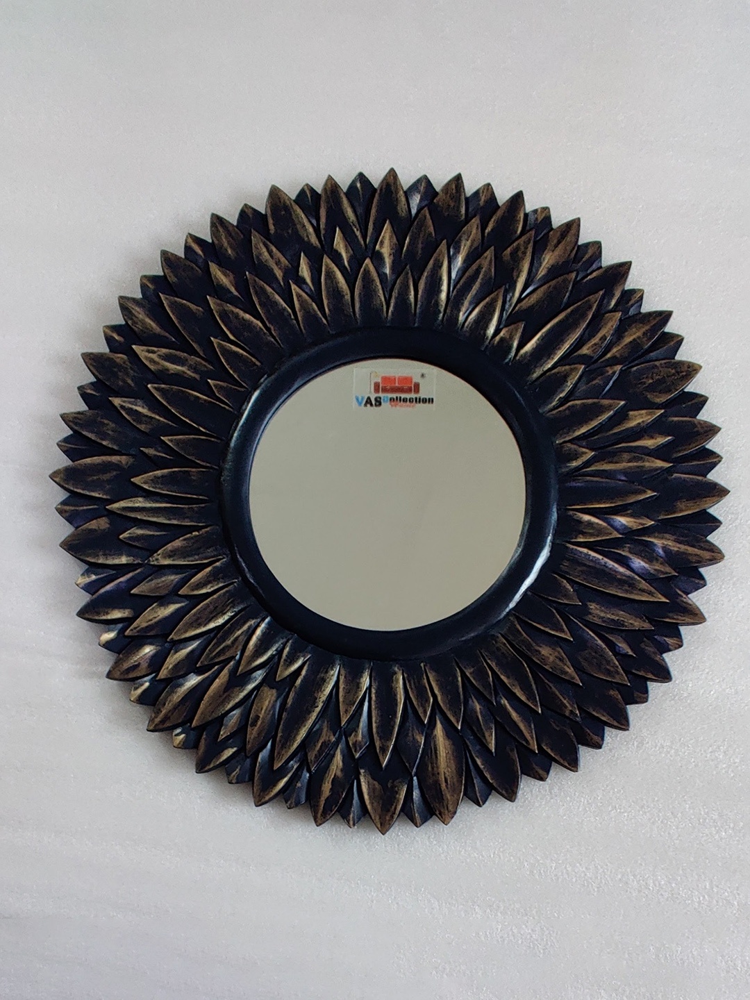 

VAS collection home Brown Floral Patterned Wooden Wall Mirror