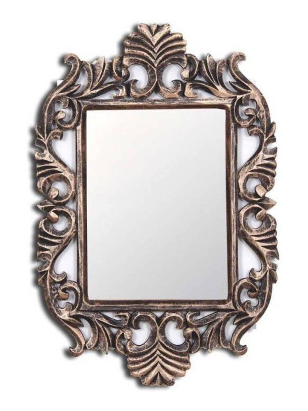 

VAS collection home Self Design Wooden Decorative Wall Mirror, Copper
