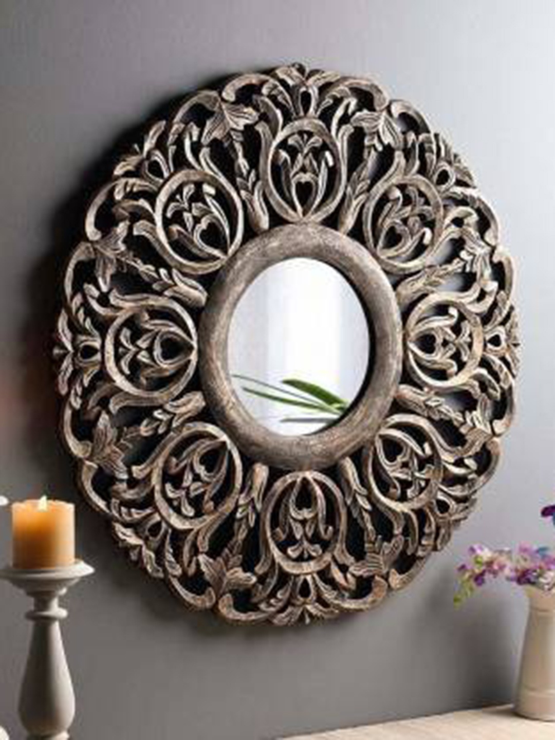 

VAS collection home Textured Round Mirror, Brown