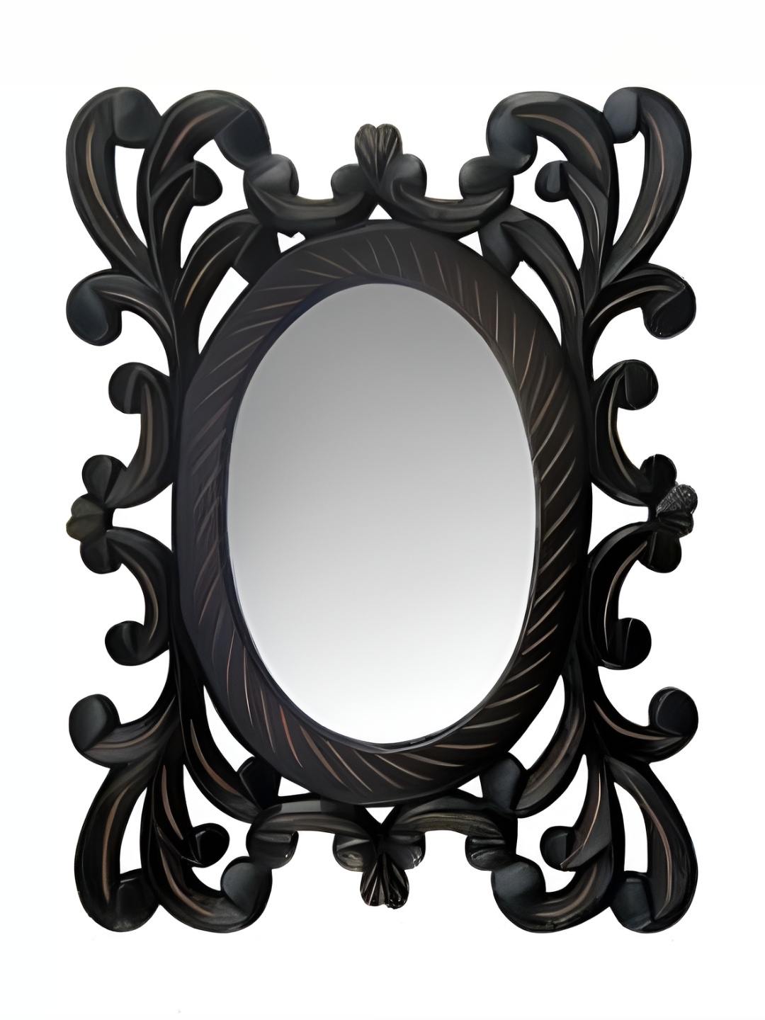 

VAS collection home Textured Wooden Frame Wall Mirror, Black