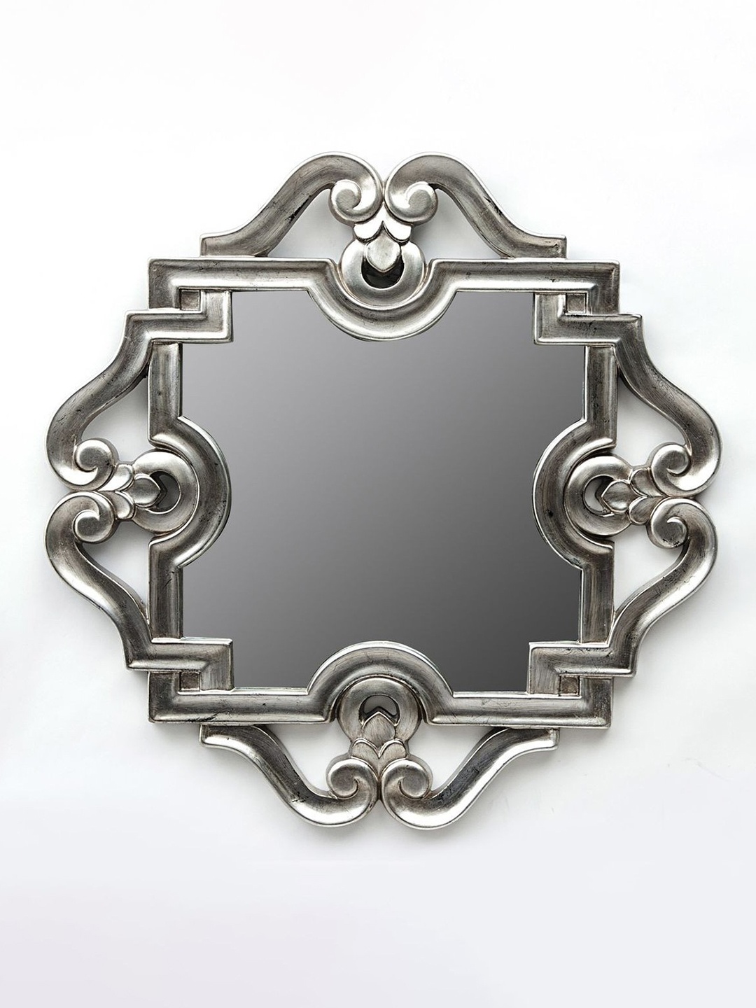 

VAS collection home Texture Wooden Decorative Wall Mirror, Silver