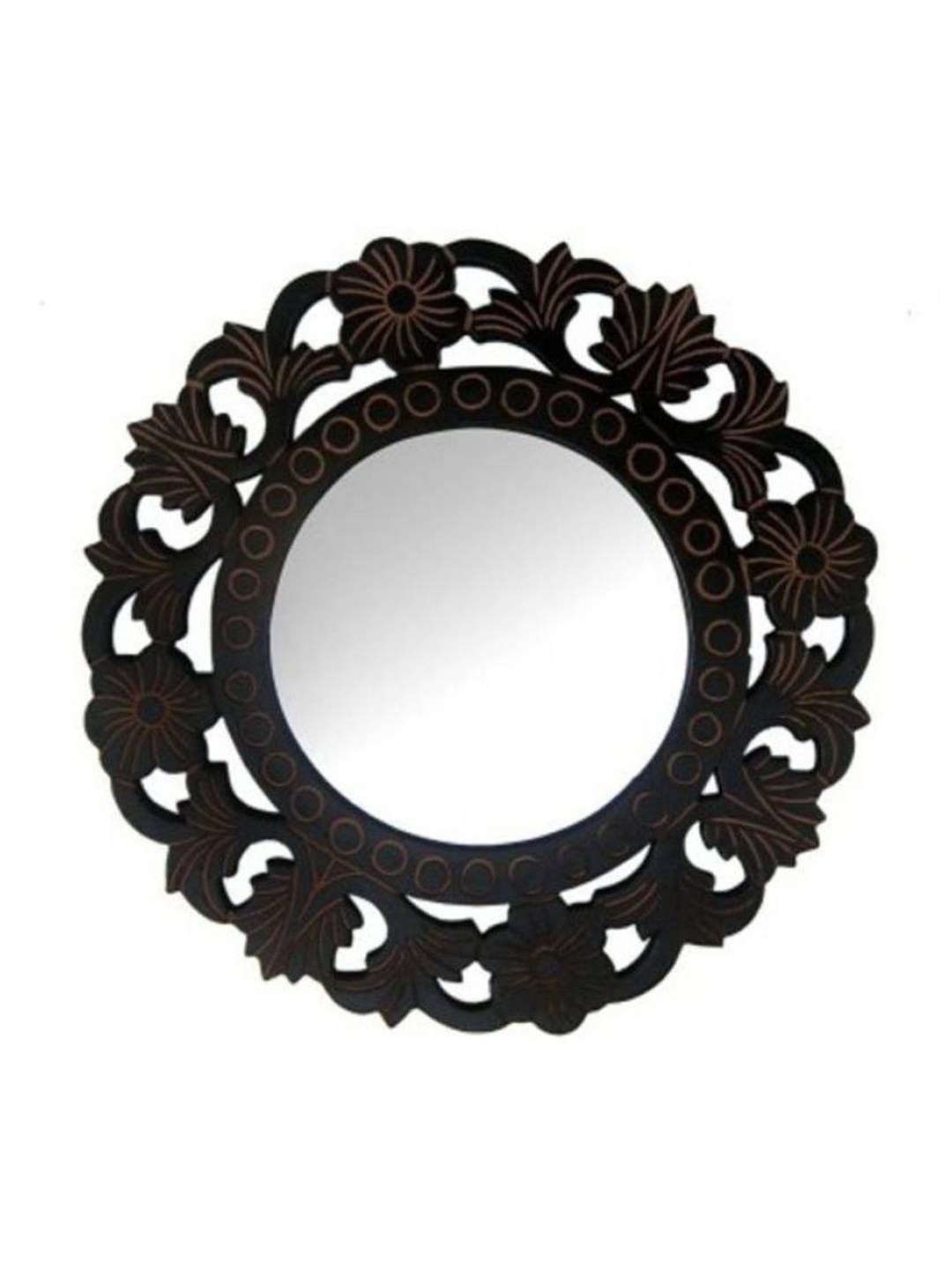 

VAS collection home Black Self Design Wooden Wall Mirror