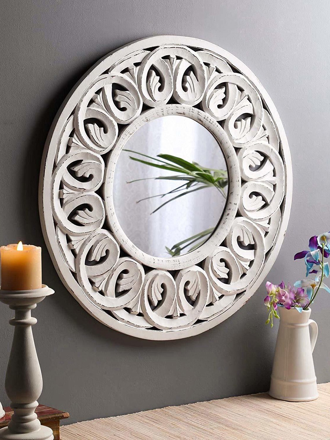 

VAS collection home White Textured Wooden Wall Mirrors