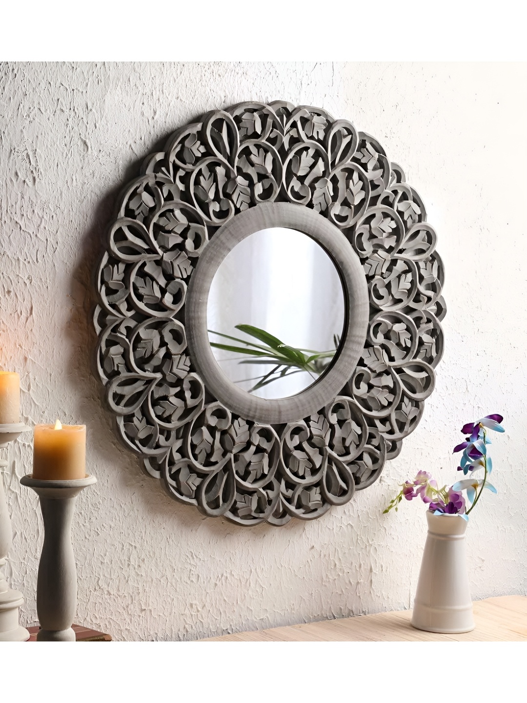 

VAS collection home Grey Textured Wooden Wall Mirrors