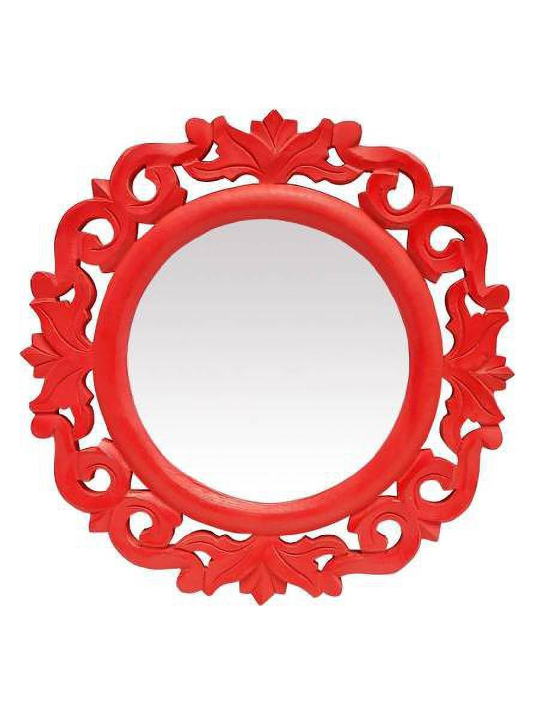 

VAS collection home Red Self Design Wooden Wall Mirror