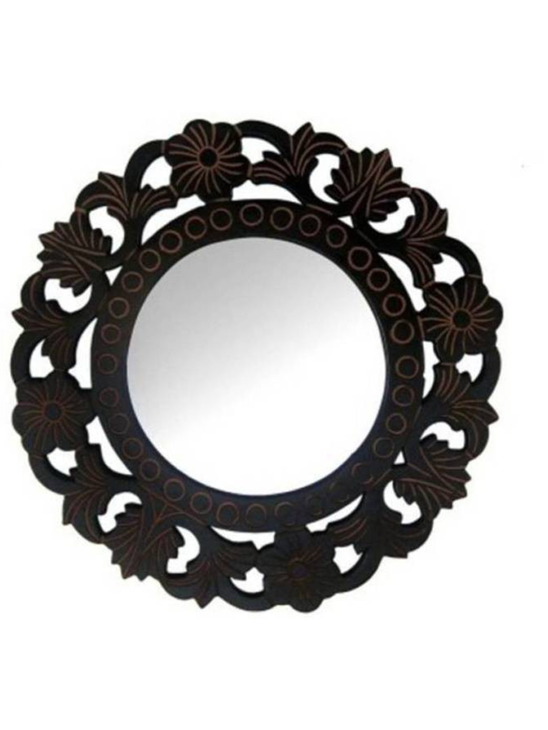 

VAS collection home Ethnic Motifs Black Self Design Wooden Wall Mirror