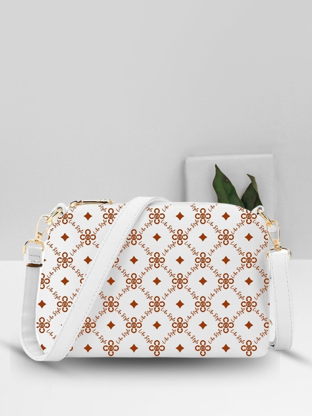 

LIKE STYLE Women's Floral PU Oversized Structured Handheld Bag with Cut Work, White