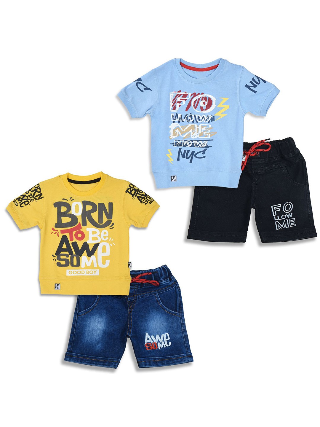 

BAESD Boys Printed T-shirt with Shorts, Yellow