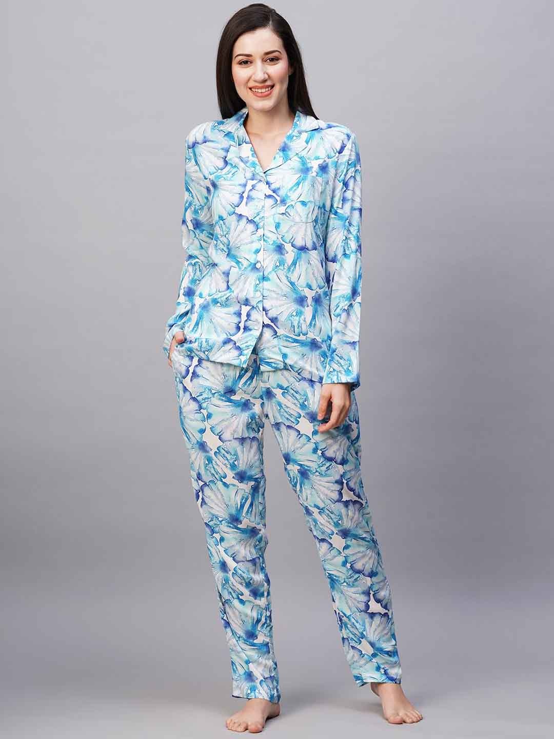 

DRAPE IN VOGUE Women Printed Night suit, Blue