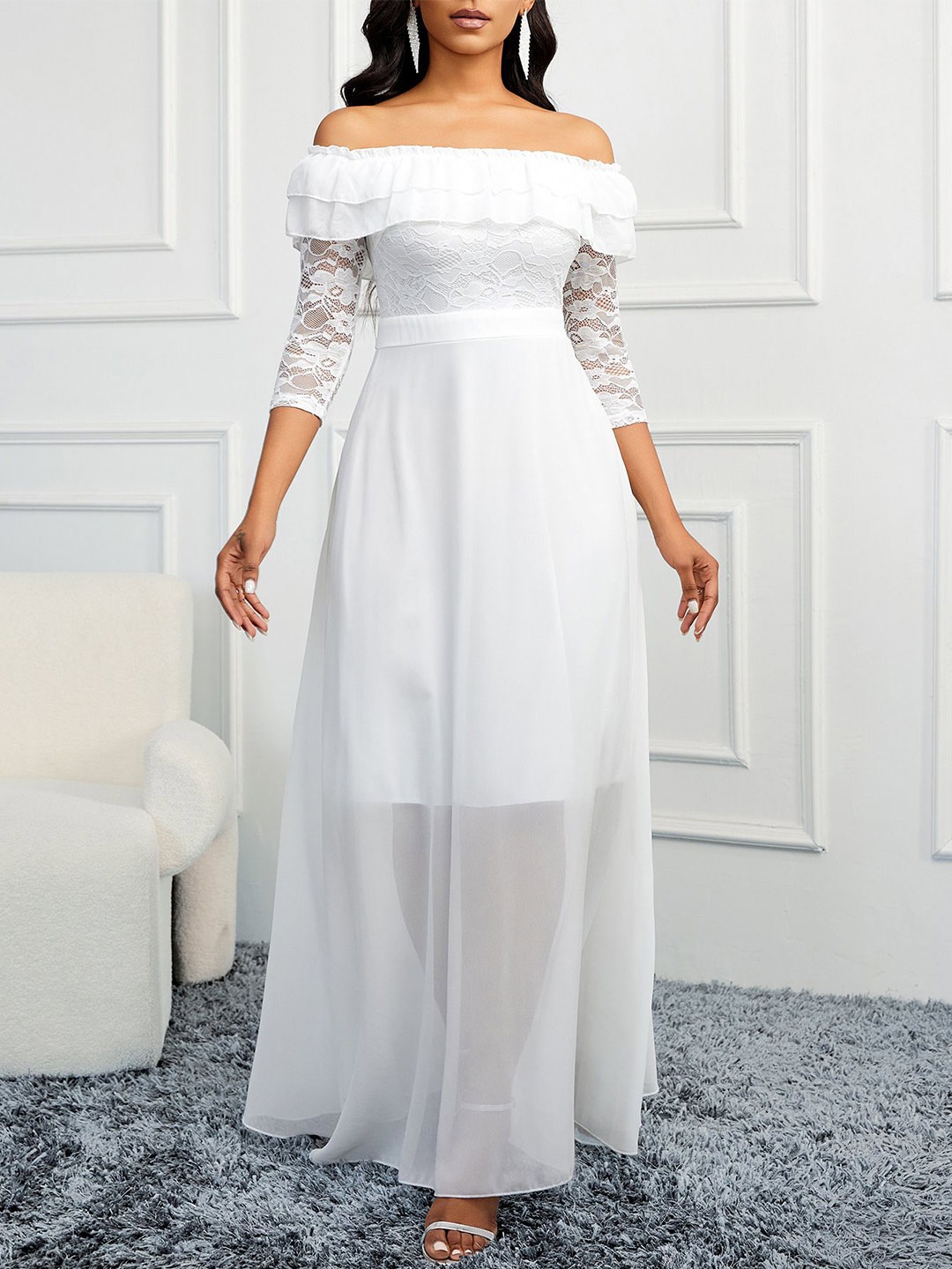 

bebe Women Off-Shoulder Maxi Dress, White